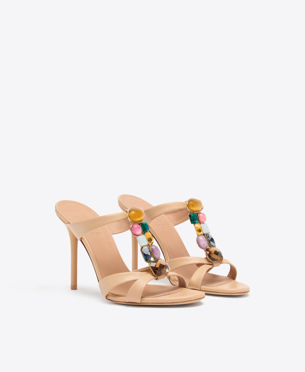 Simi 100 Buff Jewelled Heeled Sandals Malone Souliers
