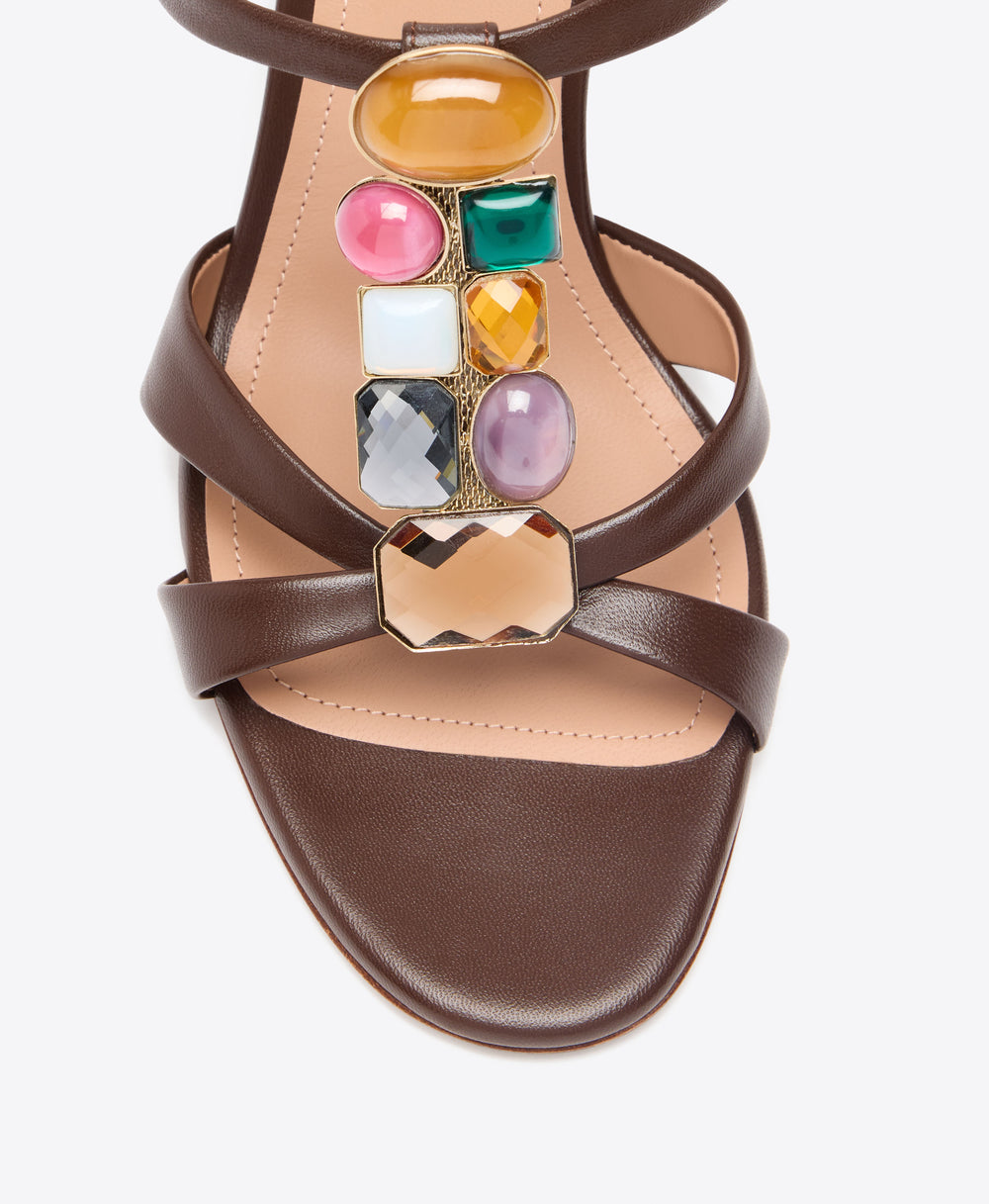 Simi 70 Brown Jewelled Heeled Sandals Malone Souliers
