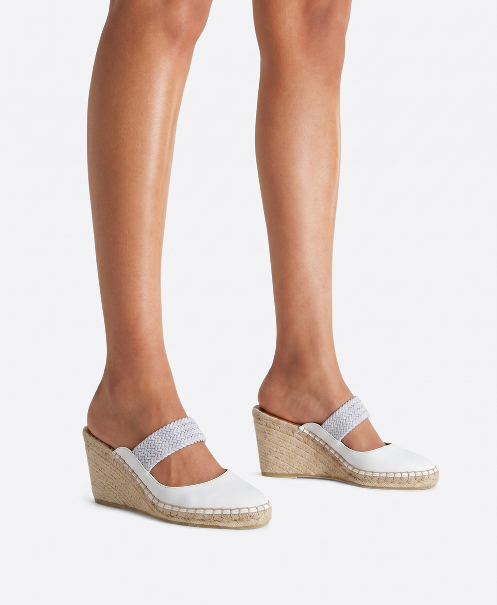 Siena 70 White Leather Wedges