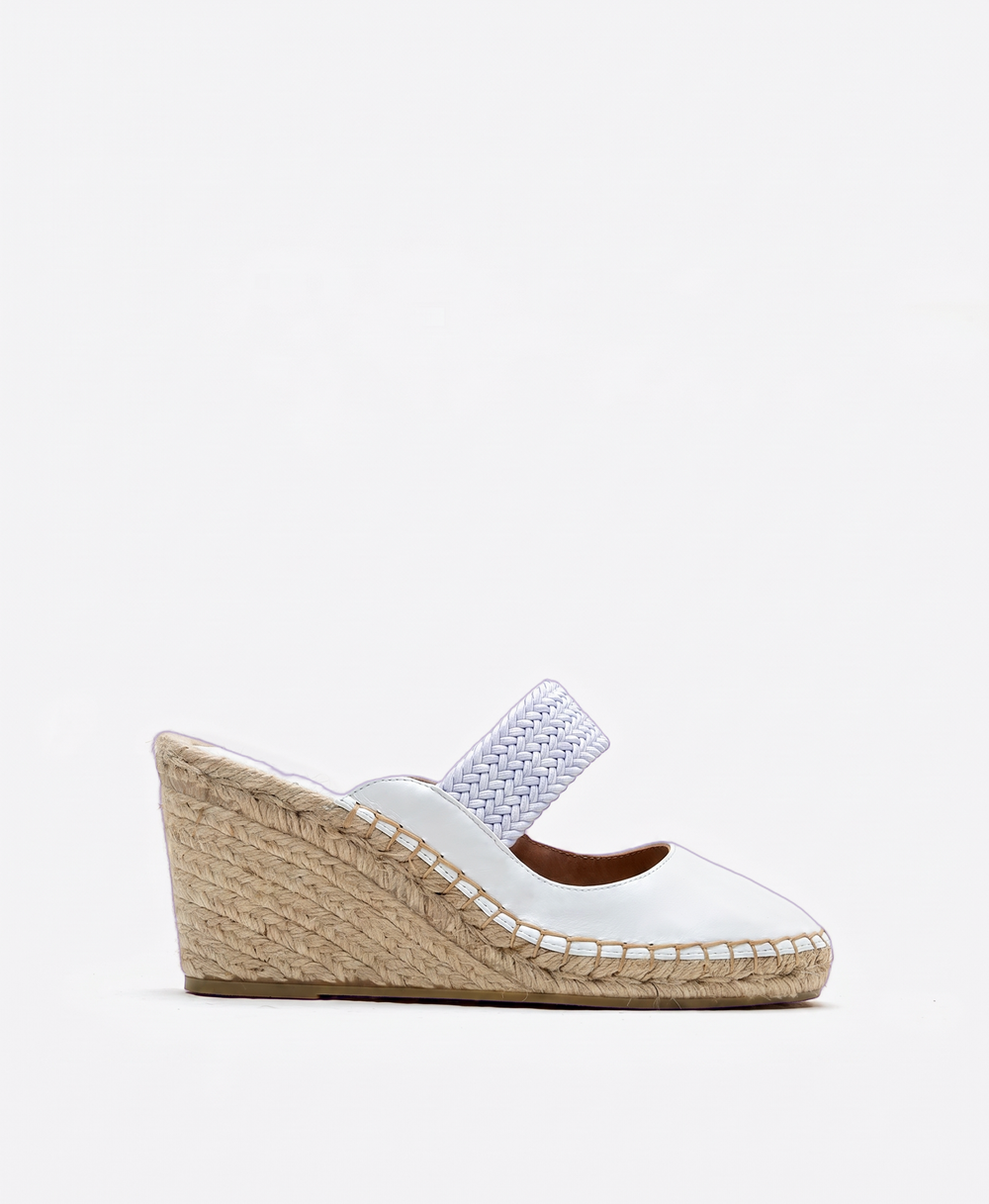 Siena 70 White Leather Wedges