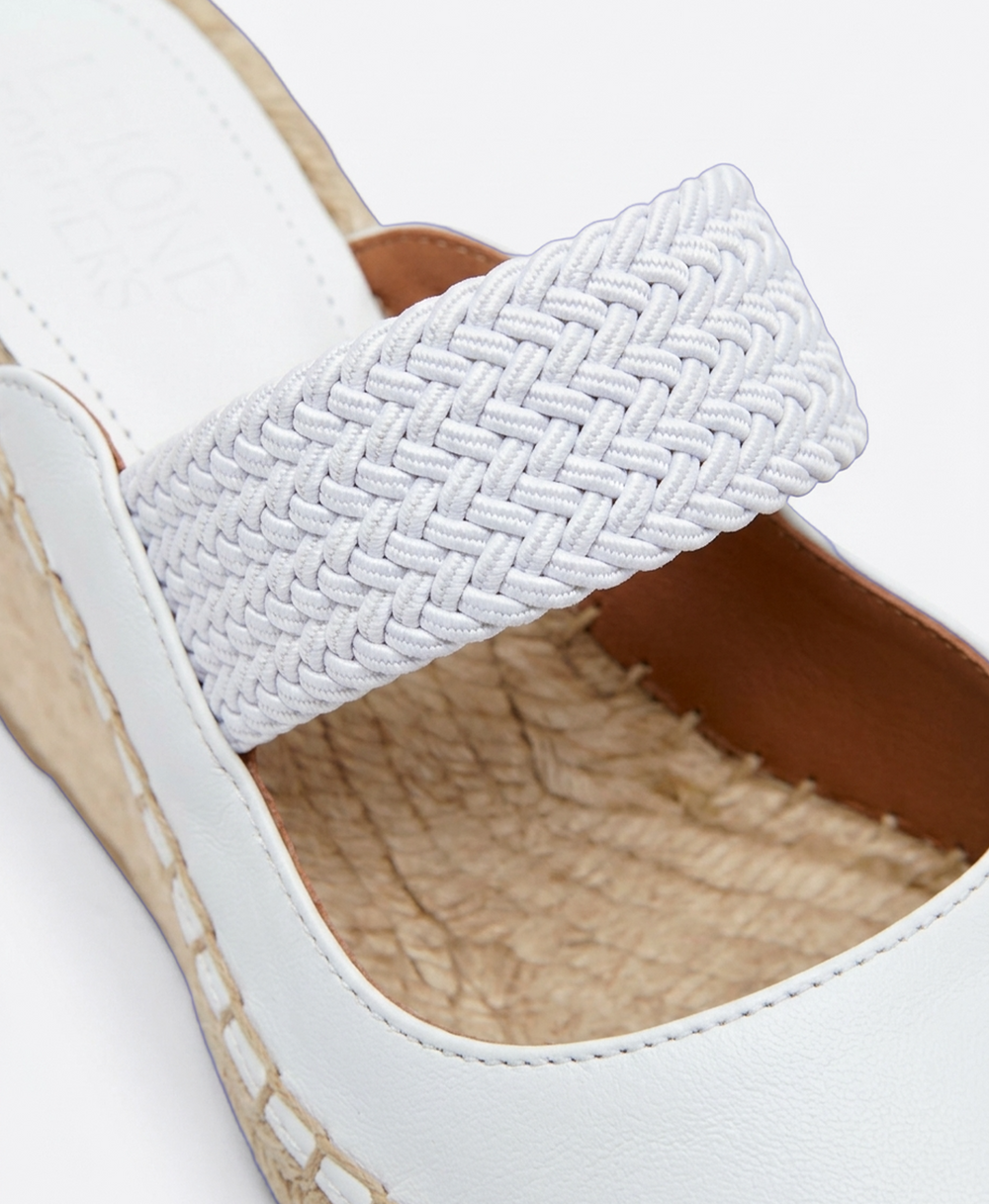 Siena 70 White Leather Wedges