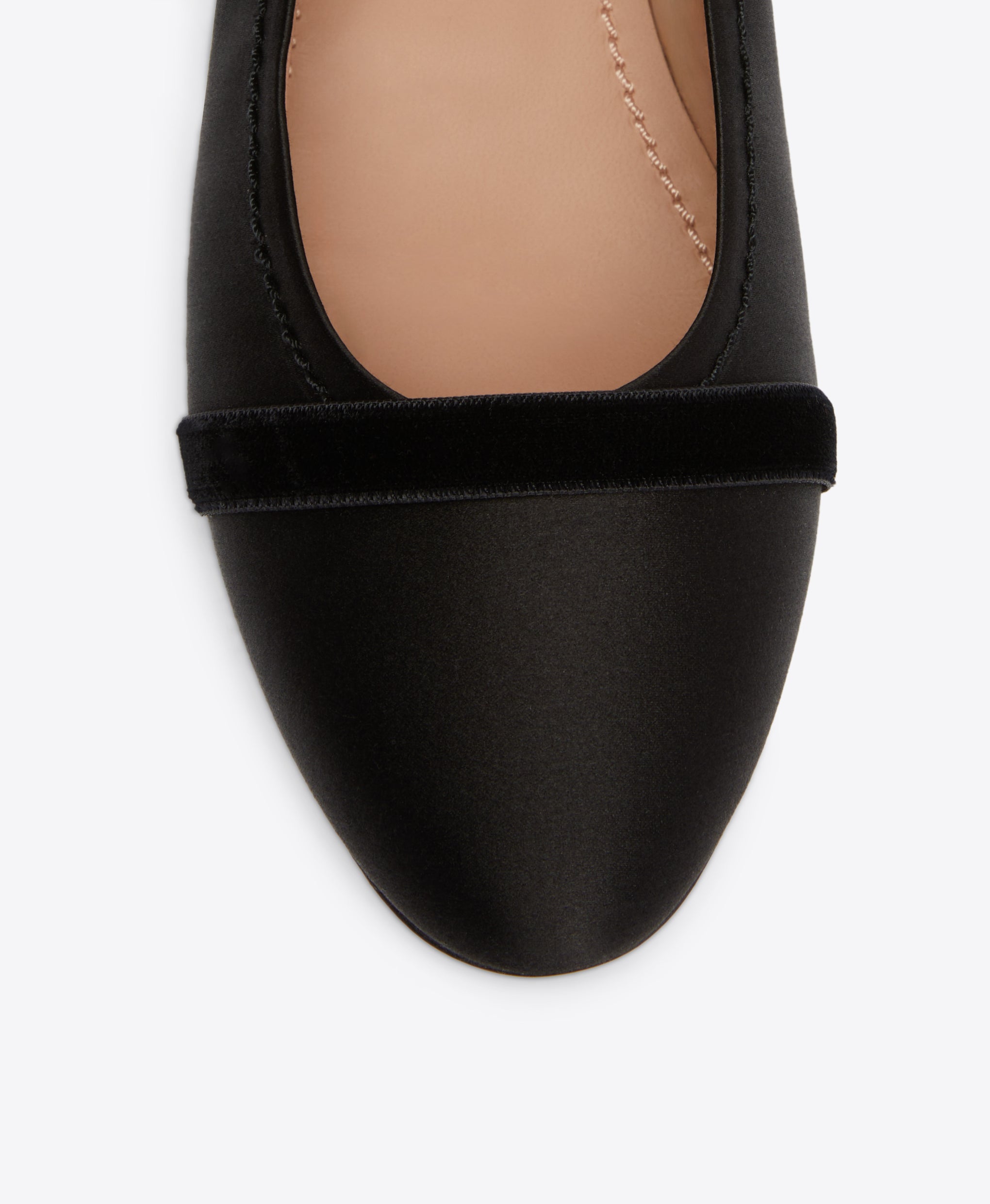 Spencer Black Satin Flats with Velvet Ribbons Malone Souliers