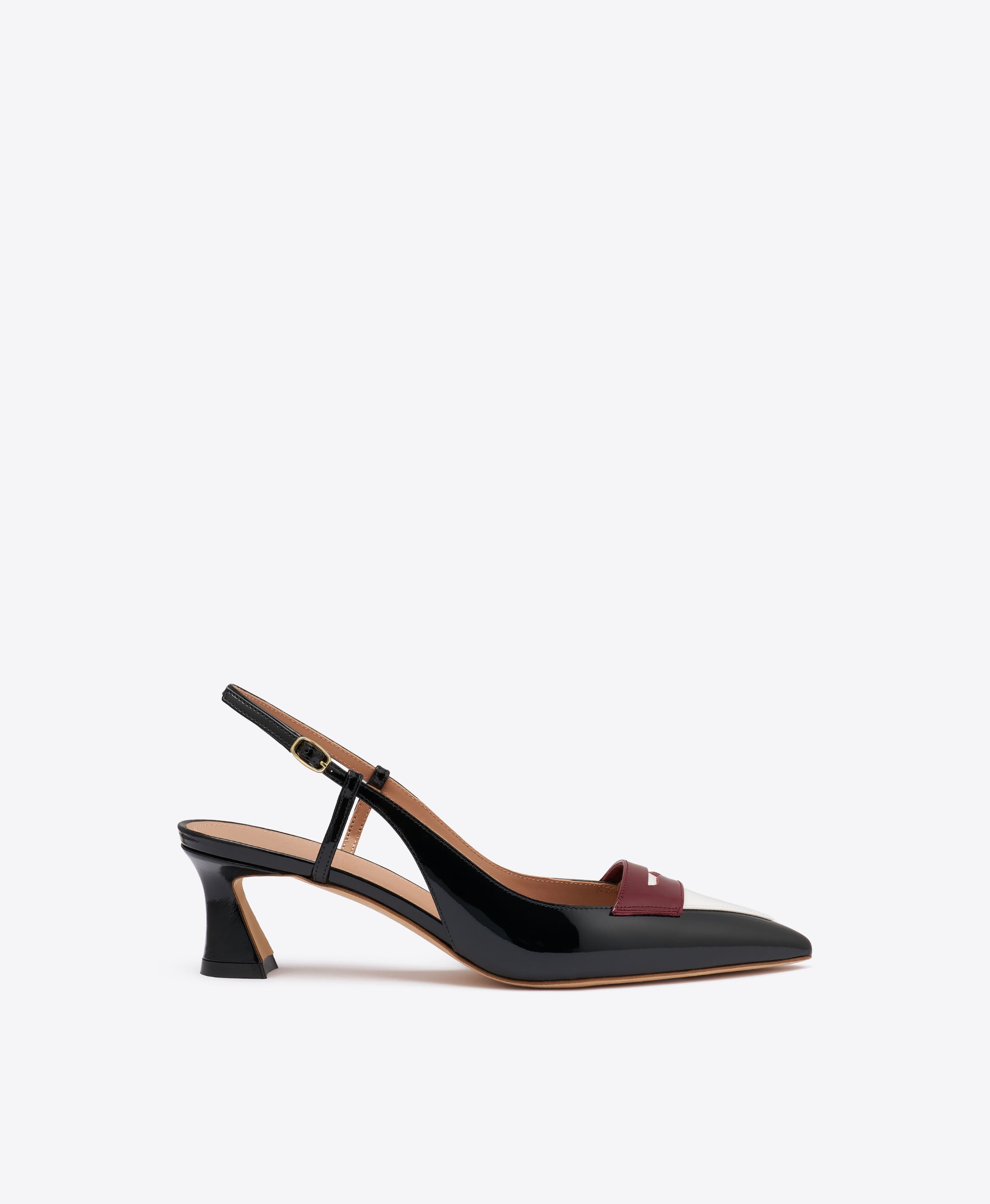 Suze 45 & White Patent Slingback Pumps