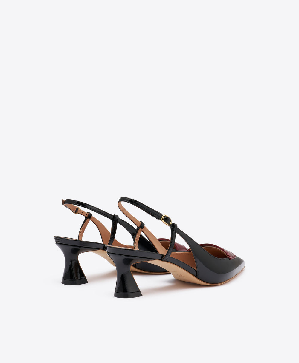 Suze 45 Black & White Patent Slingback Pumps Malone Souliers