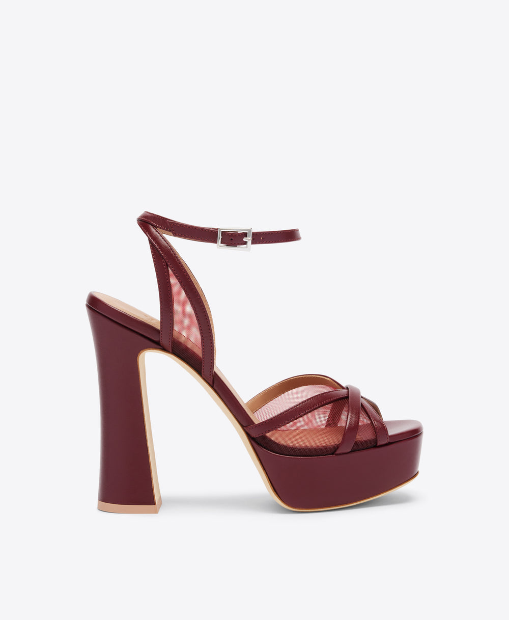 Sylvie 125 Red Mesh Platform Sandals Malone Souliers
