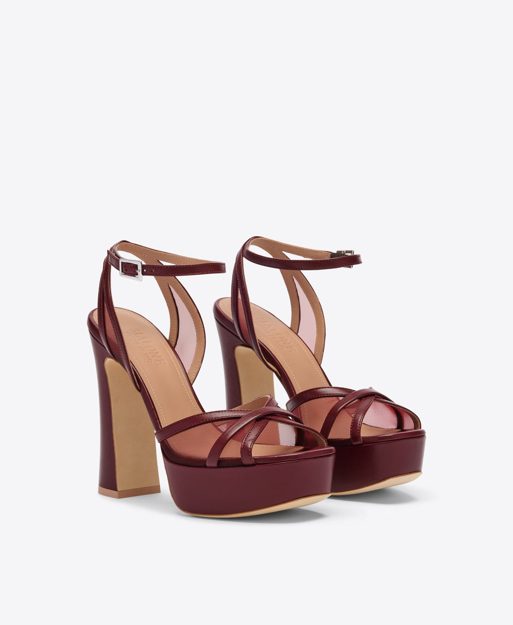 Sylvie 125 Red Mesh Platform Sandals Malone Souliers
