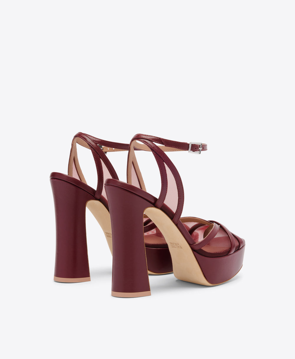 Sylvie 125 Red Mesh Platform Sandals Malone Souliers