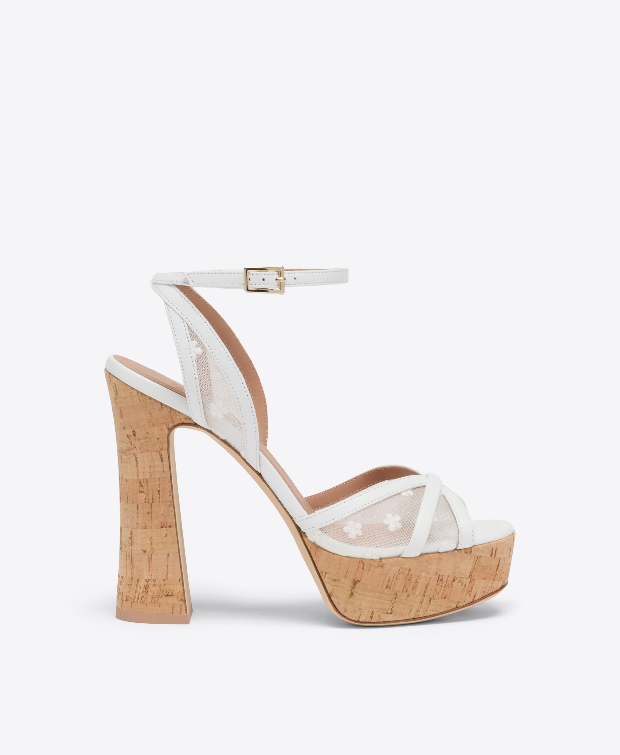 Sylvie 125 White Floral Mesh Platform Sandals Malone Souliers