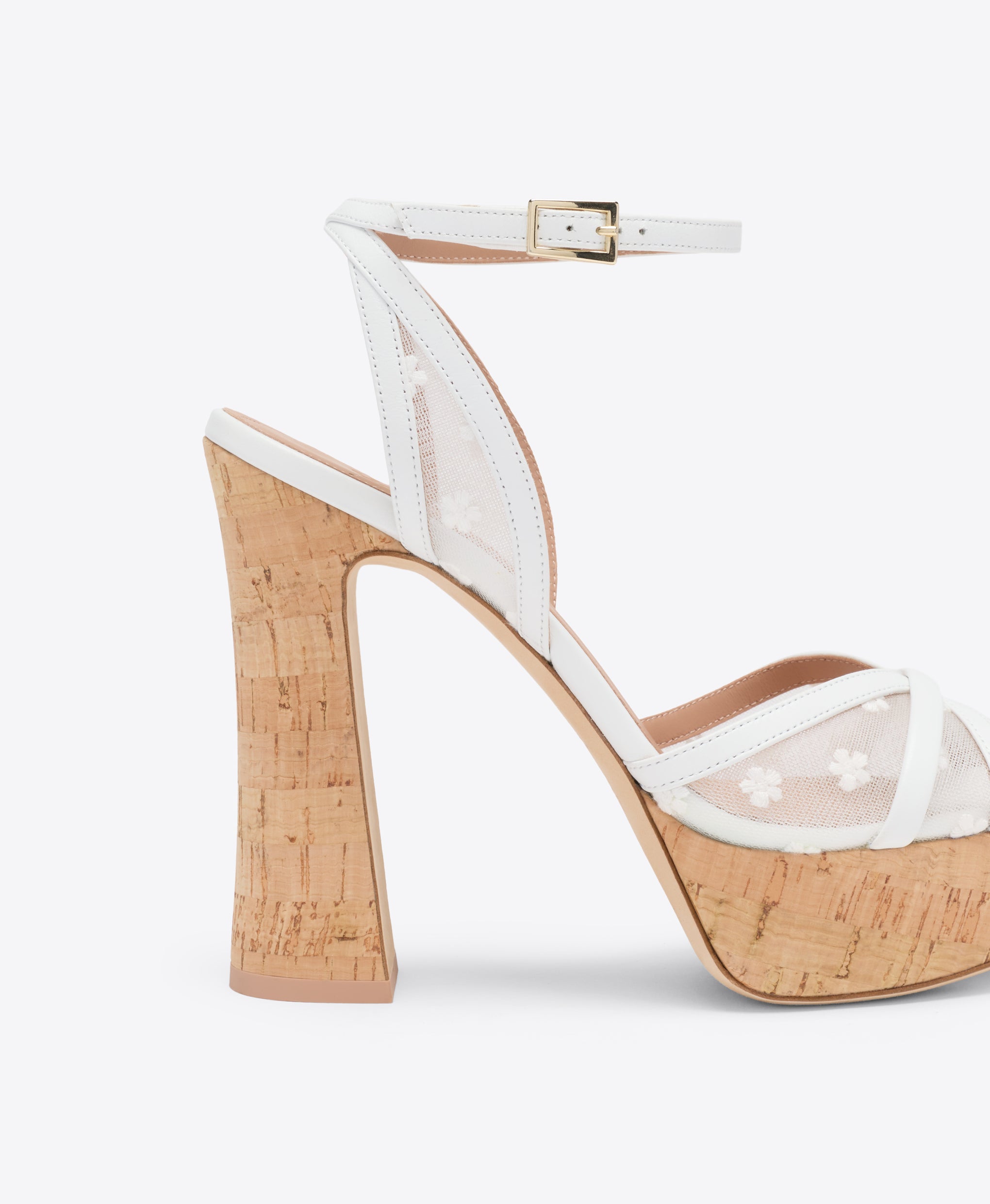 Sylvie 125 White Floral Mesh Platform Sandals Malone Souliers