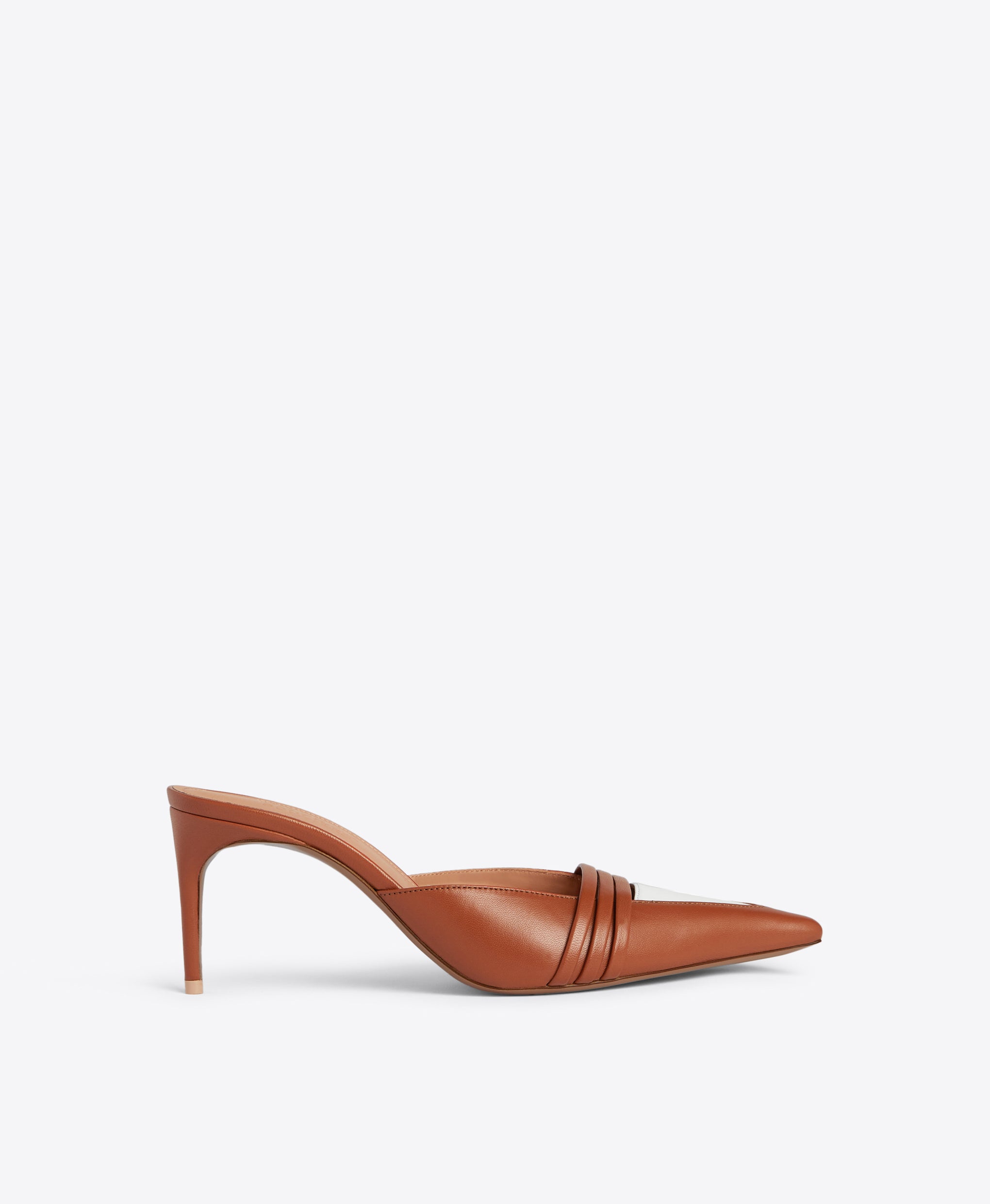 Taron 70 Tan Leather Mules with White Accent Malone Souliers