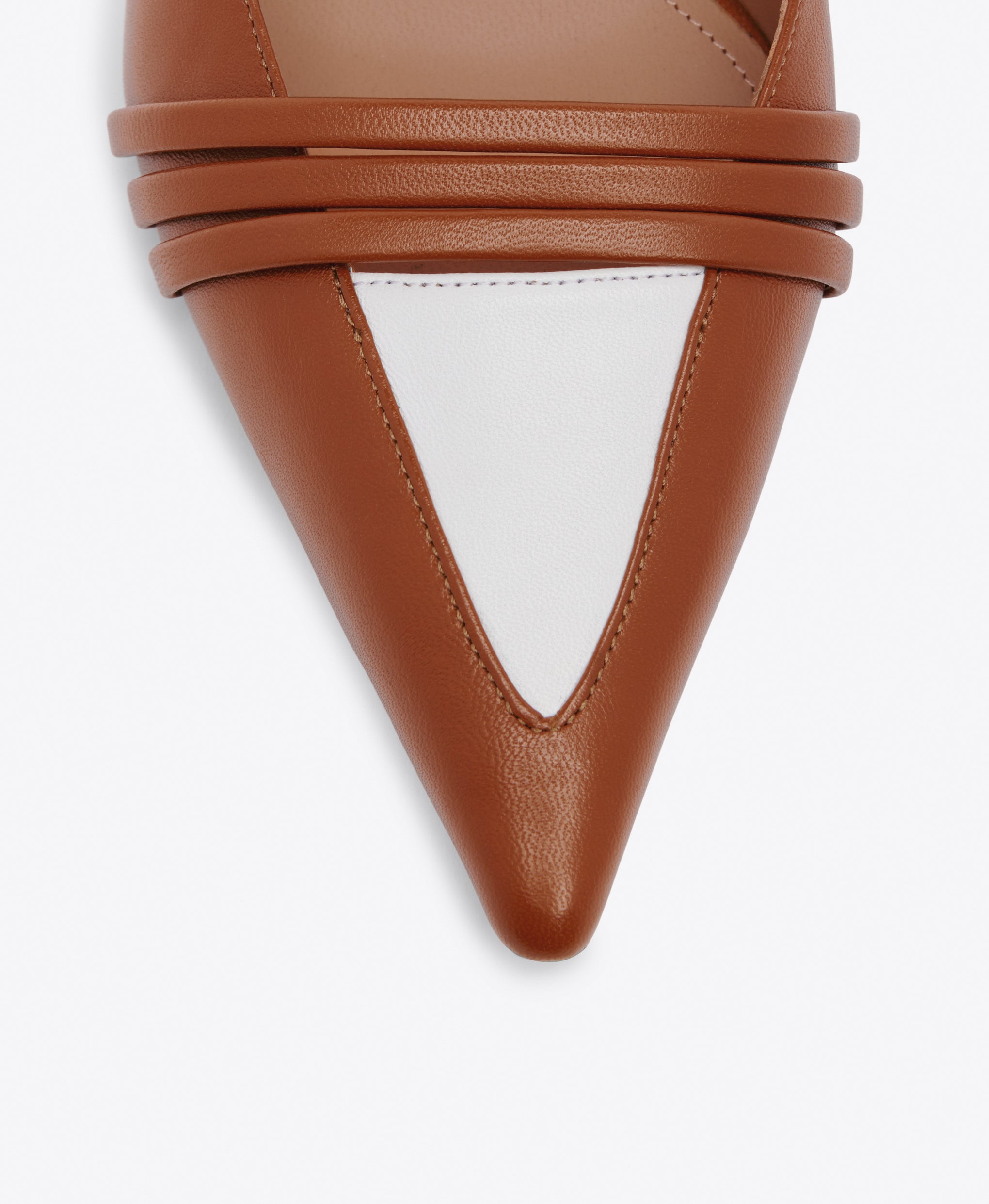 Taron 70 Tan Leather Mules with White Accent Malone Souliers