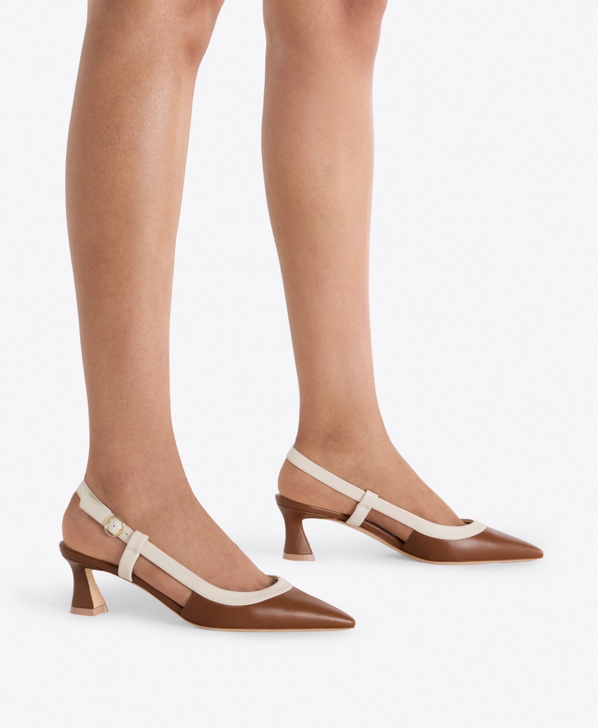 Tate 45 Brown Leather Heeled Slingbacks  Malone Souliers