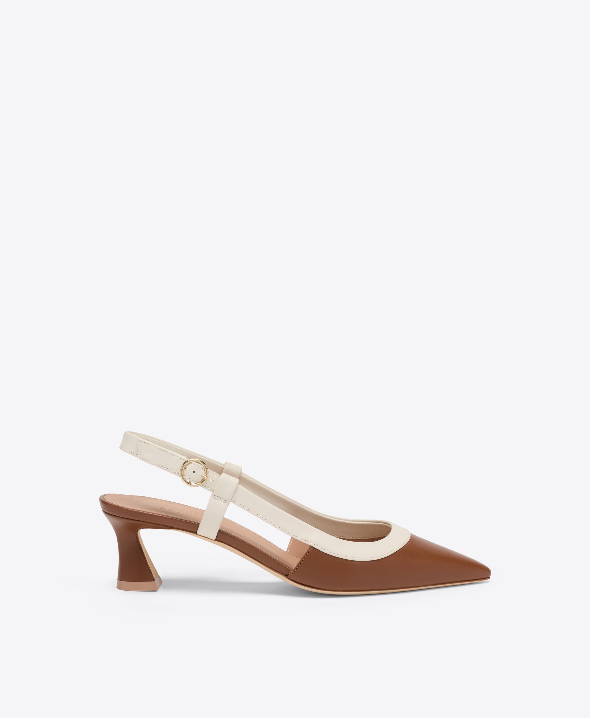 Tate 45 Brown Leather Heeled Slingbacks  Malone Souliers