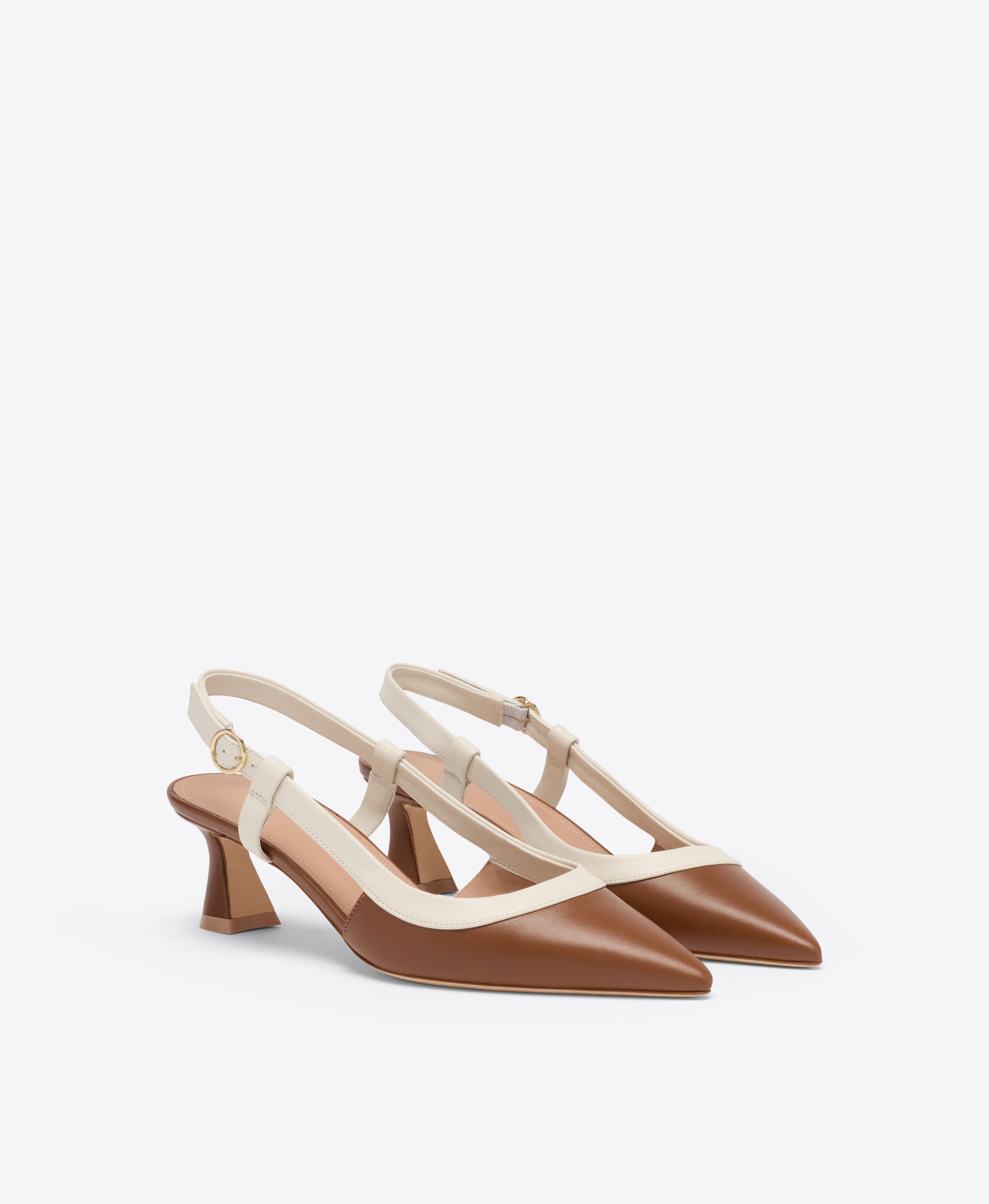 Tate 45 Brown Leather Heeled Slingbacks  Malone Souliers