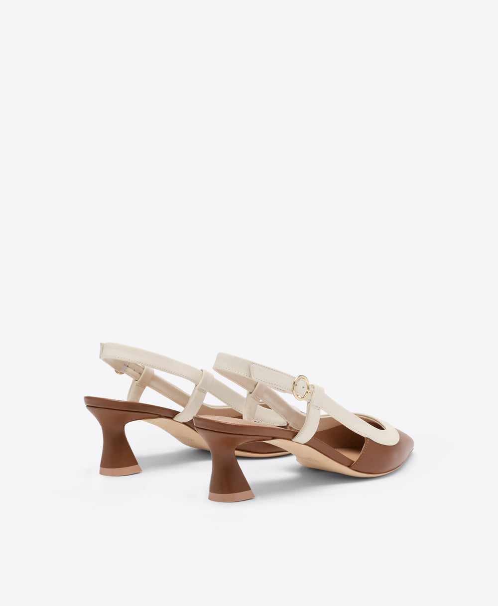 Tate 45 Brown Leather Heeled Slingbacks  Malone Souliers