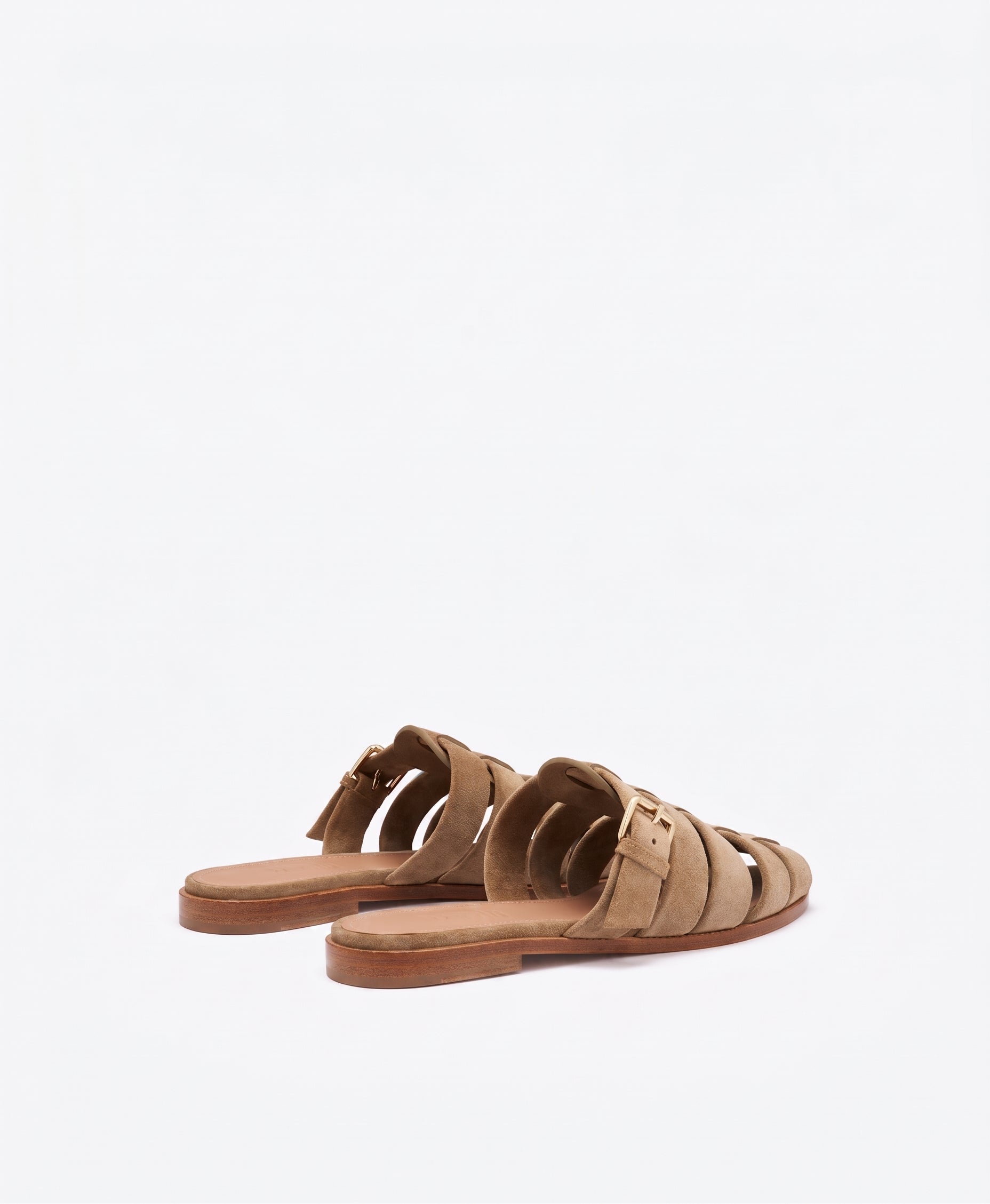 Theresa Taupe Suede Flat Mules Malone Souliers