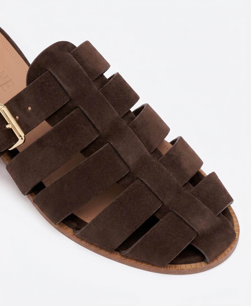 Theresa Dark Brown Suede Flat Mules
