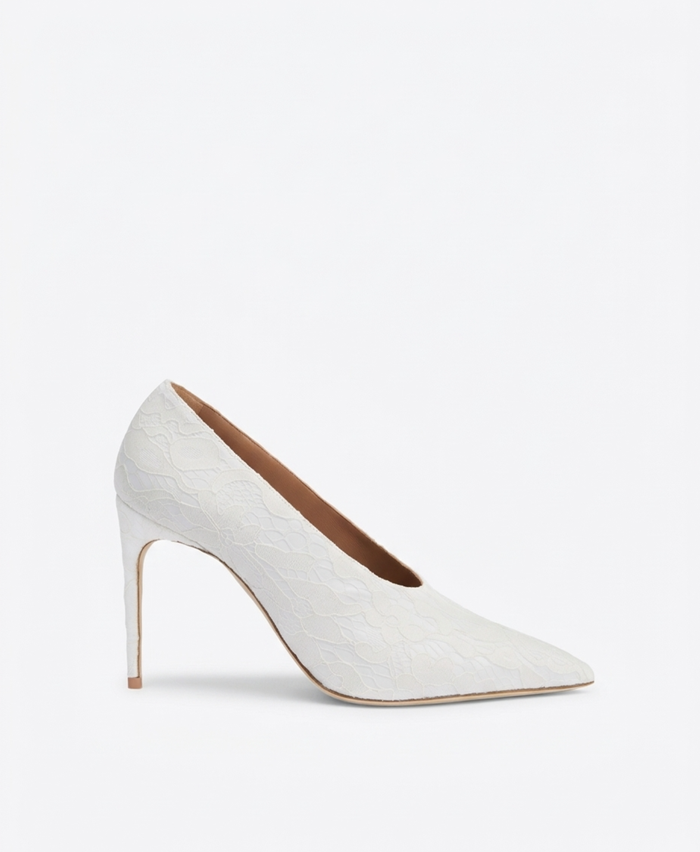 Tippi 90 White Lace Gloss Pumps | Malone Souliers