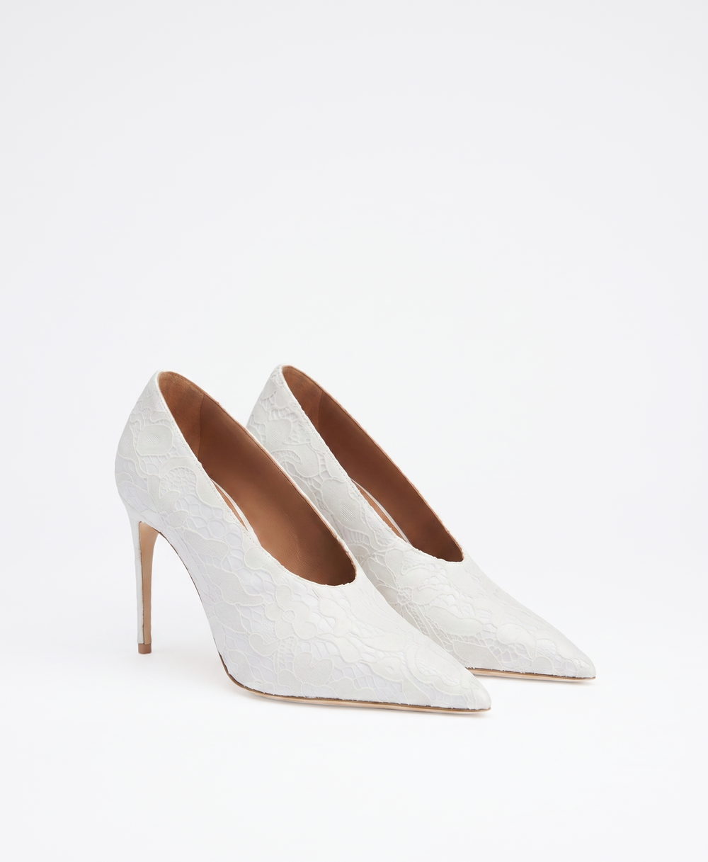 Tippi 90 White Lace Gloss Pumps