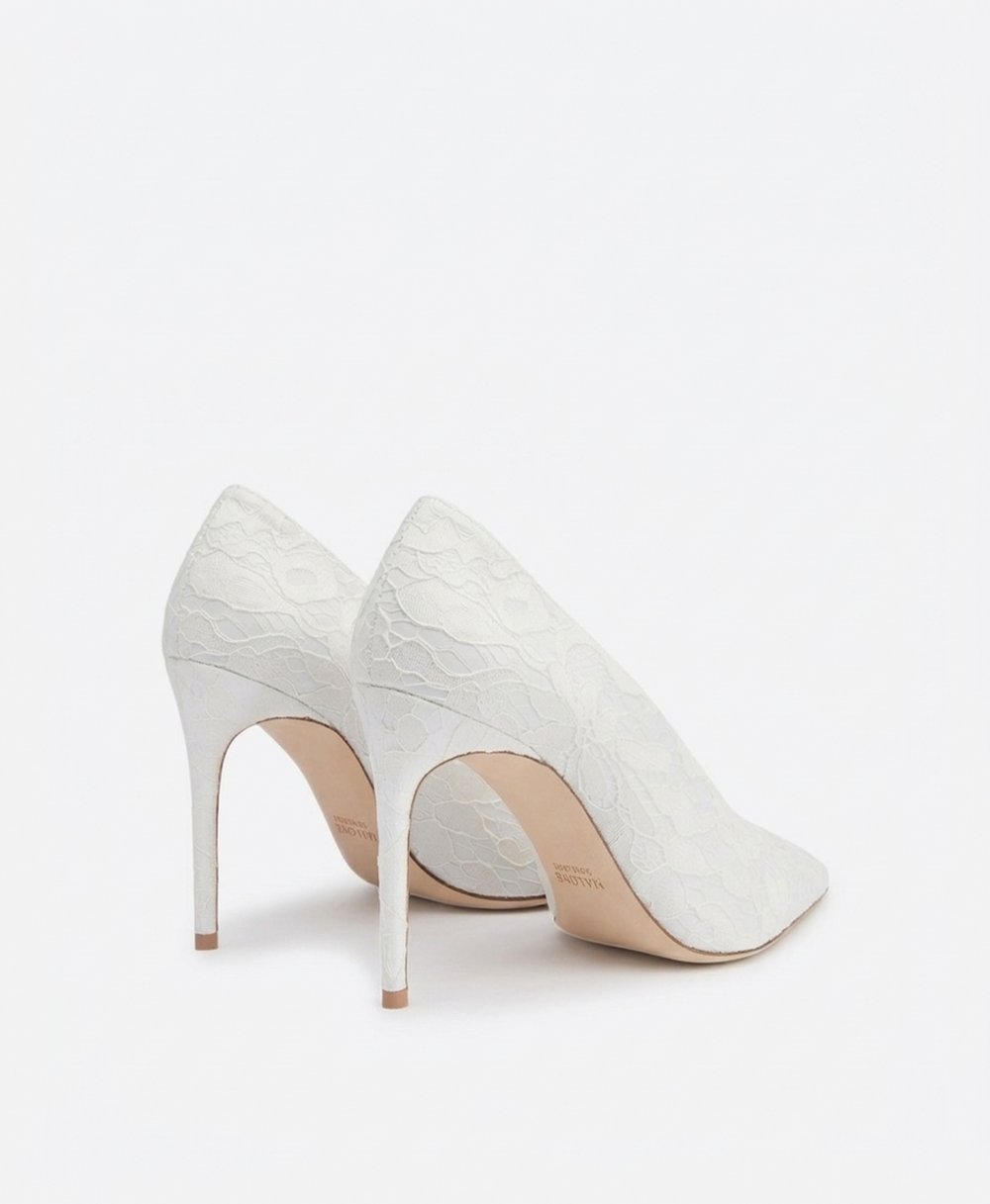 Tippi 90 White Lace Gloss Pumps