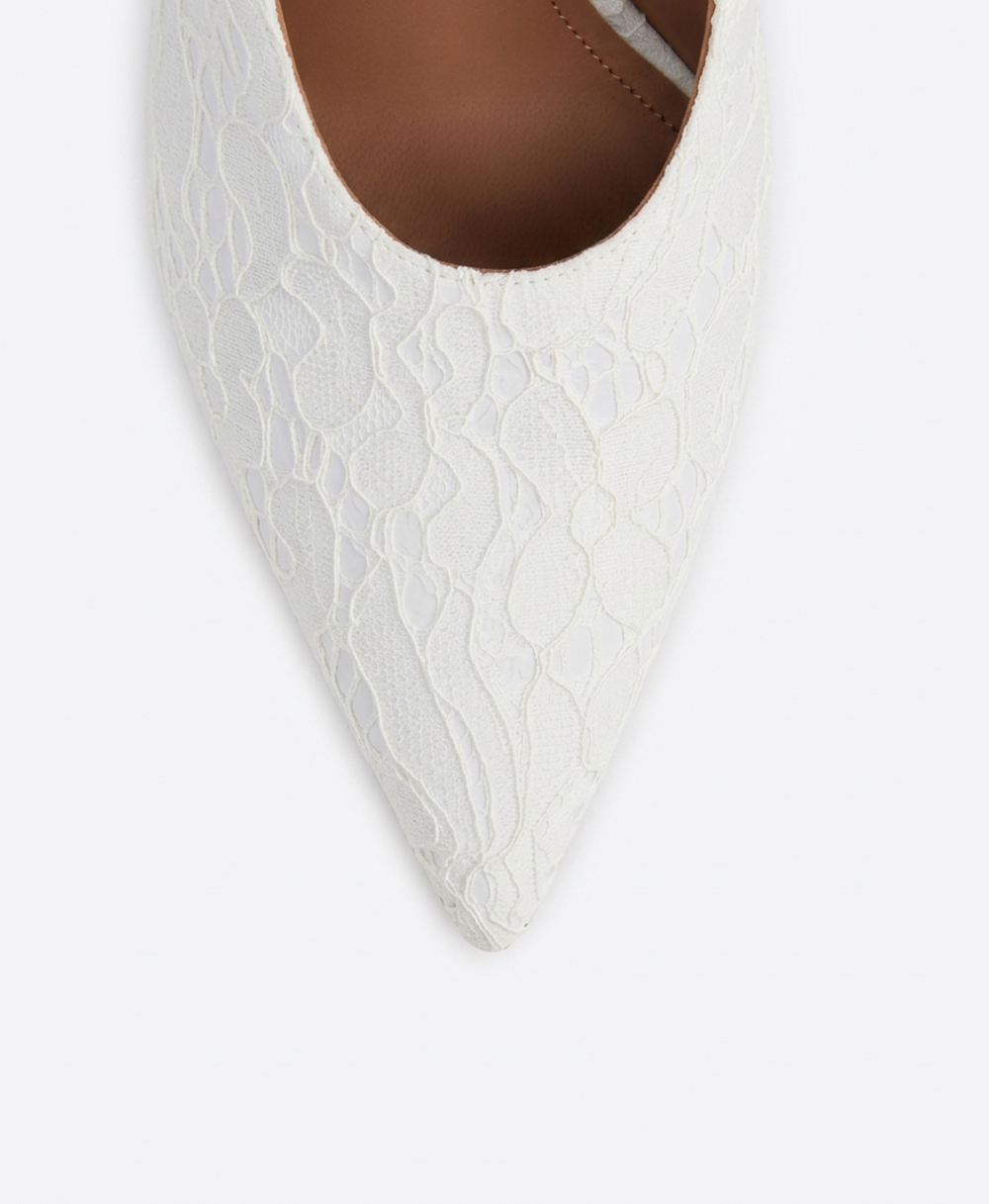 Tippi 90 White Lace Gloss Pumps