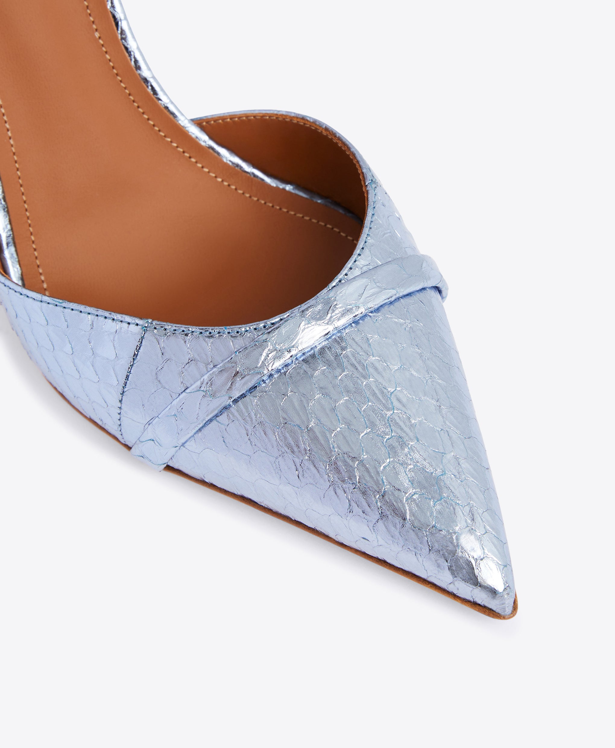 Double Strap Mules in Steel Blue - Pointed Toe on Flared Stiletto | Malone Souliers