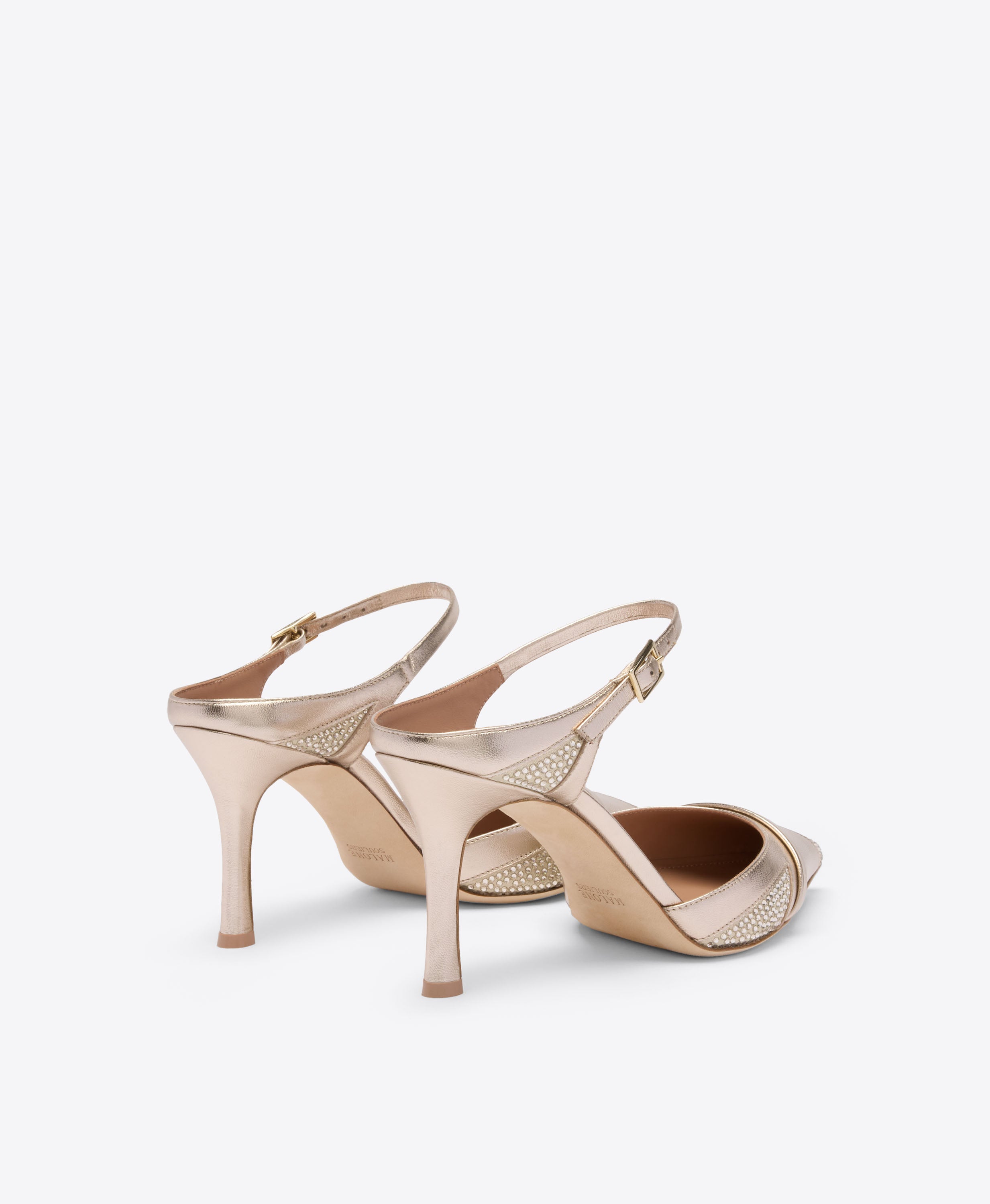 Uma 80 Champagne Embellished Metallic Leather Mules | Malone Souliers