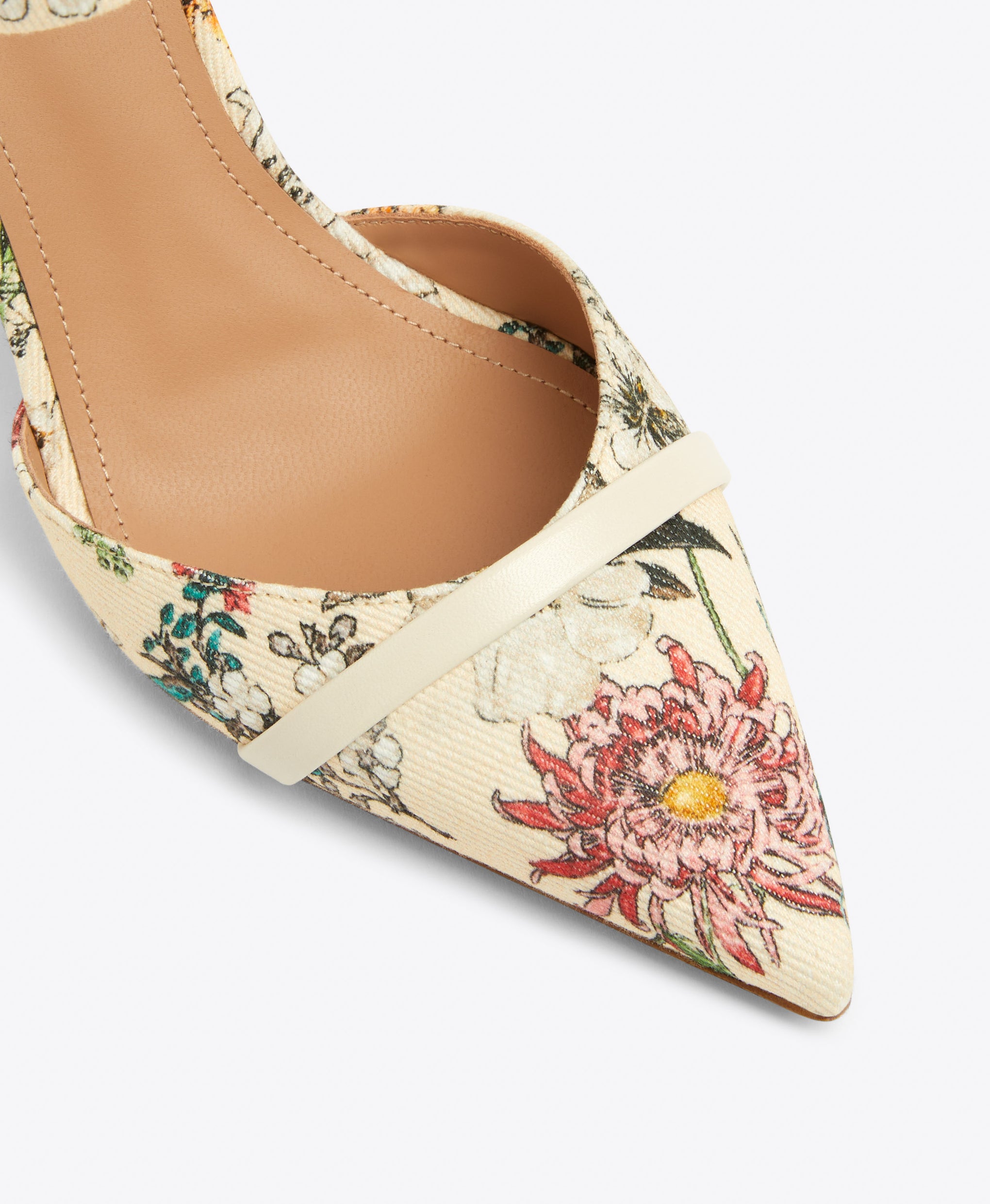 Uma 90 Floral Cream Canvas Heeled Mules Malone Souliers