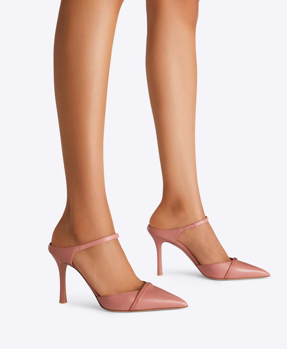 Uma 90 Deep Blush Leather Pointed Toe Mules Malone Souliers