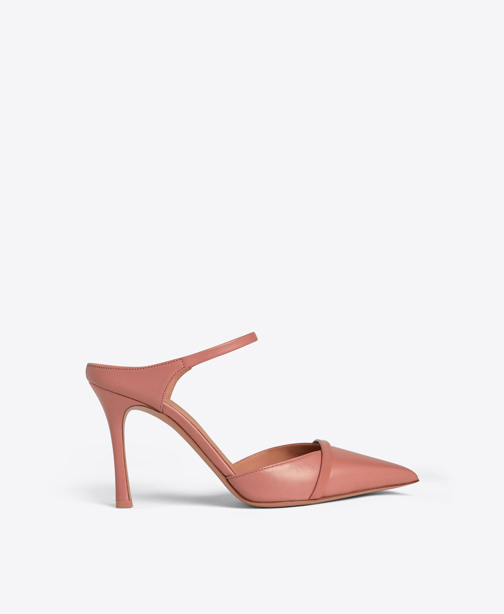 Uma 90 Deep Blush Leather Pointed Toe Mules Malone Souliers