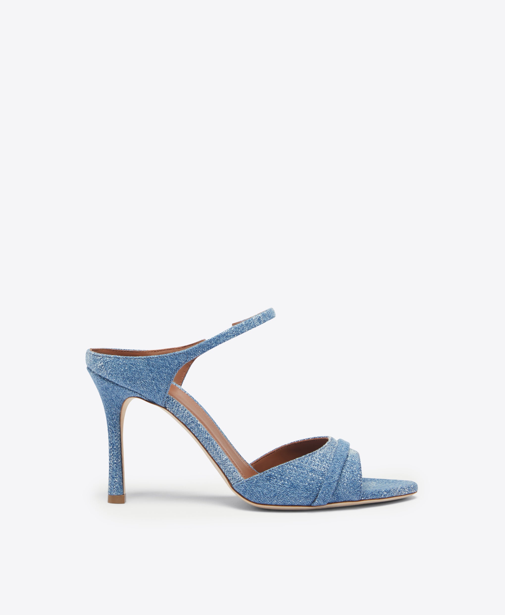 Malone Souliers Una 90mm Baby Blue Denim Heeled Sandals