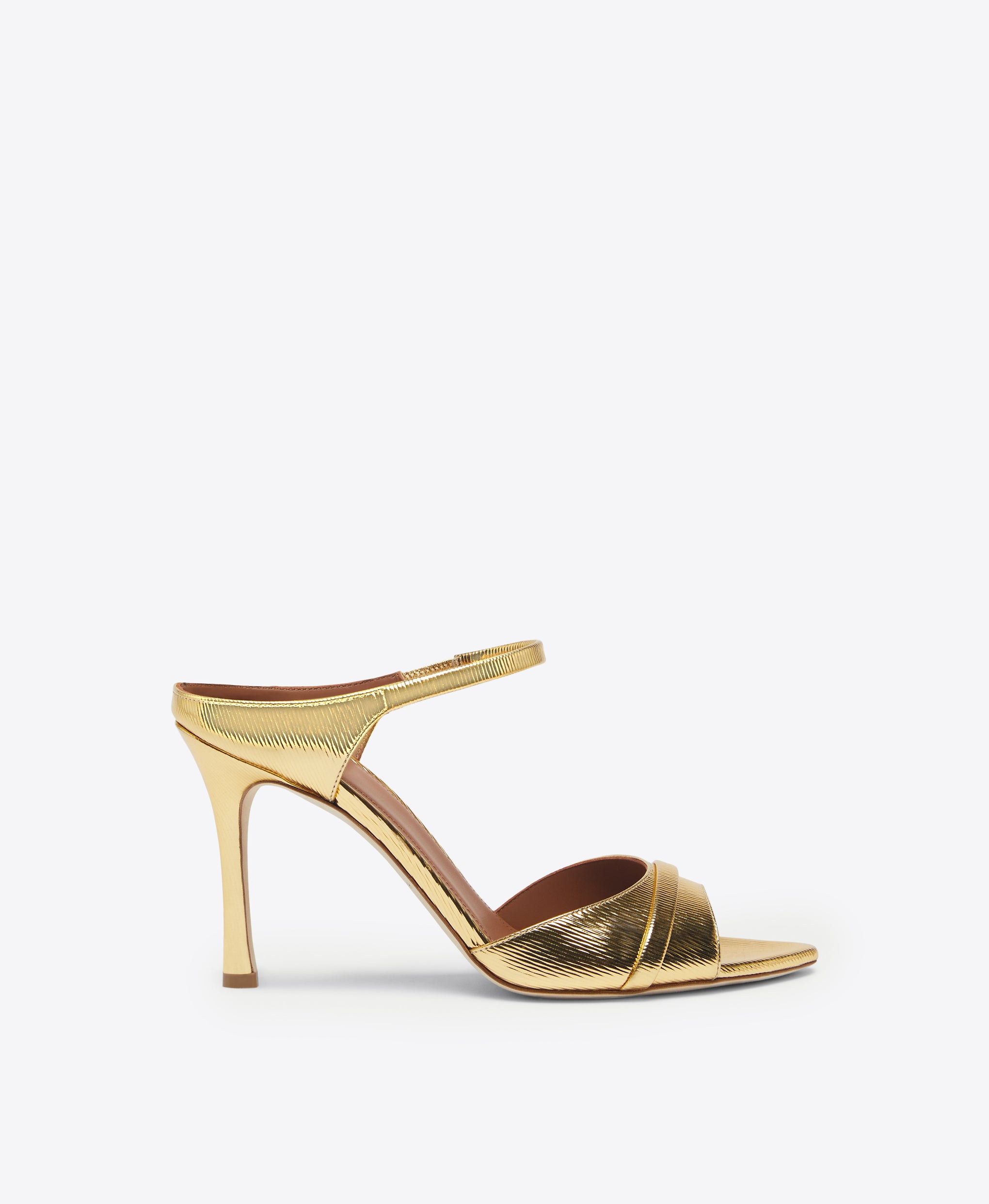 Malone Souliers Una 90mm Gold Embossed Leather Heeled Mules