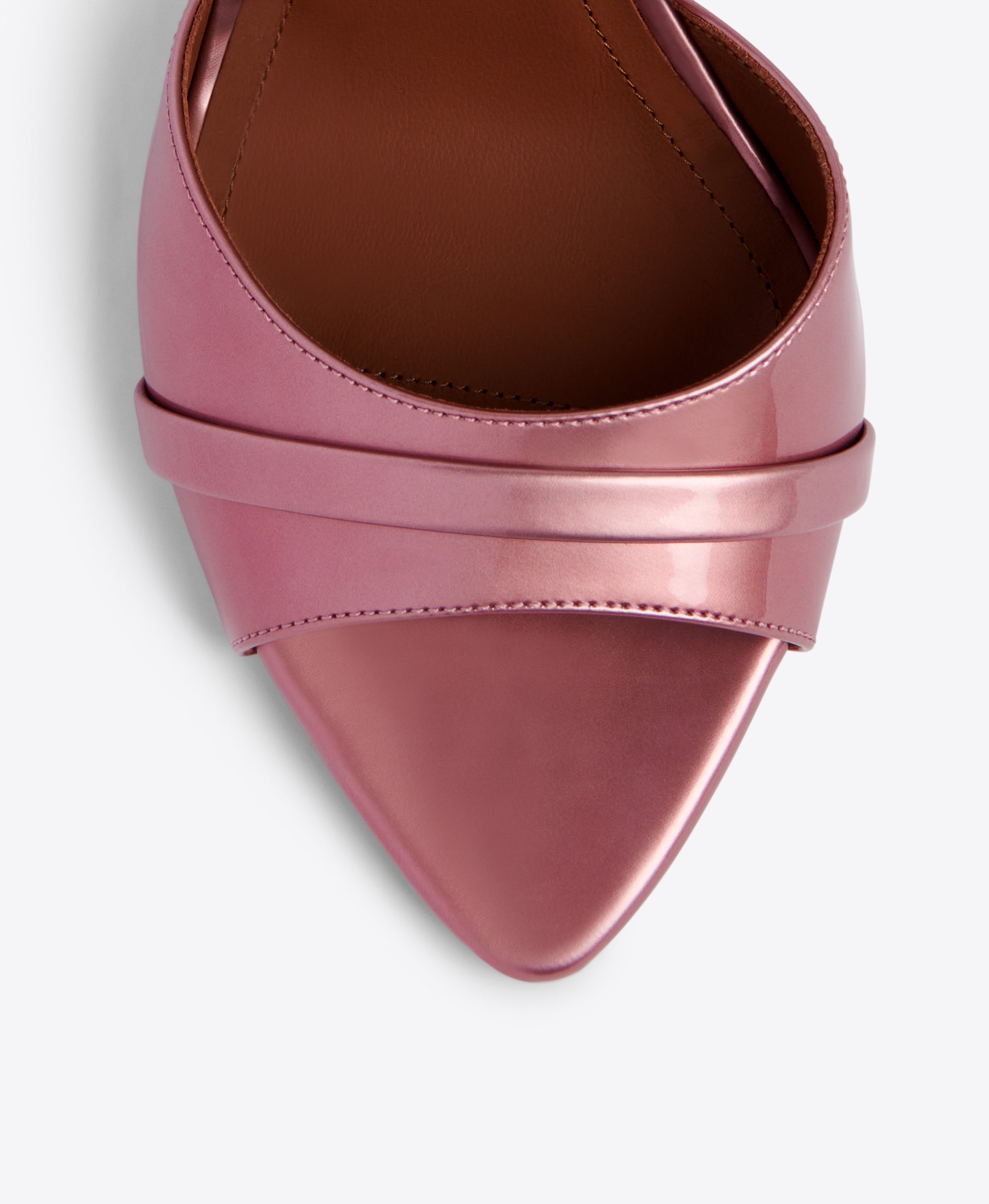 Una 90mm Pink Metallic Patent Heeled Sandals | Malone Souliers