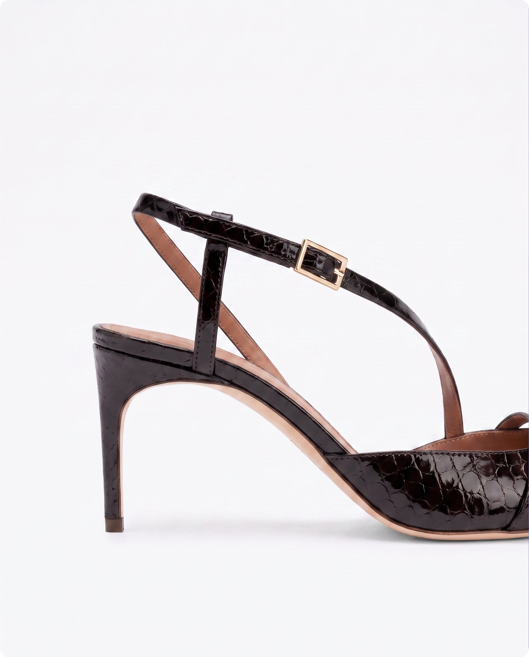Valeria 70 Dark Brown Embossed Leather Slingbacks