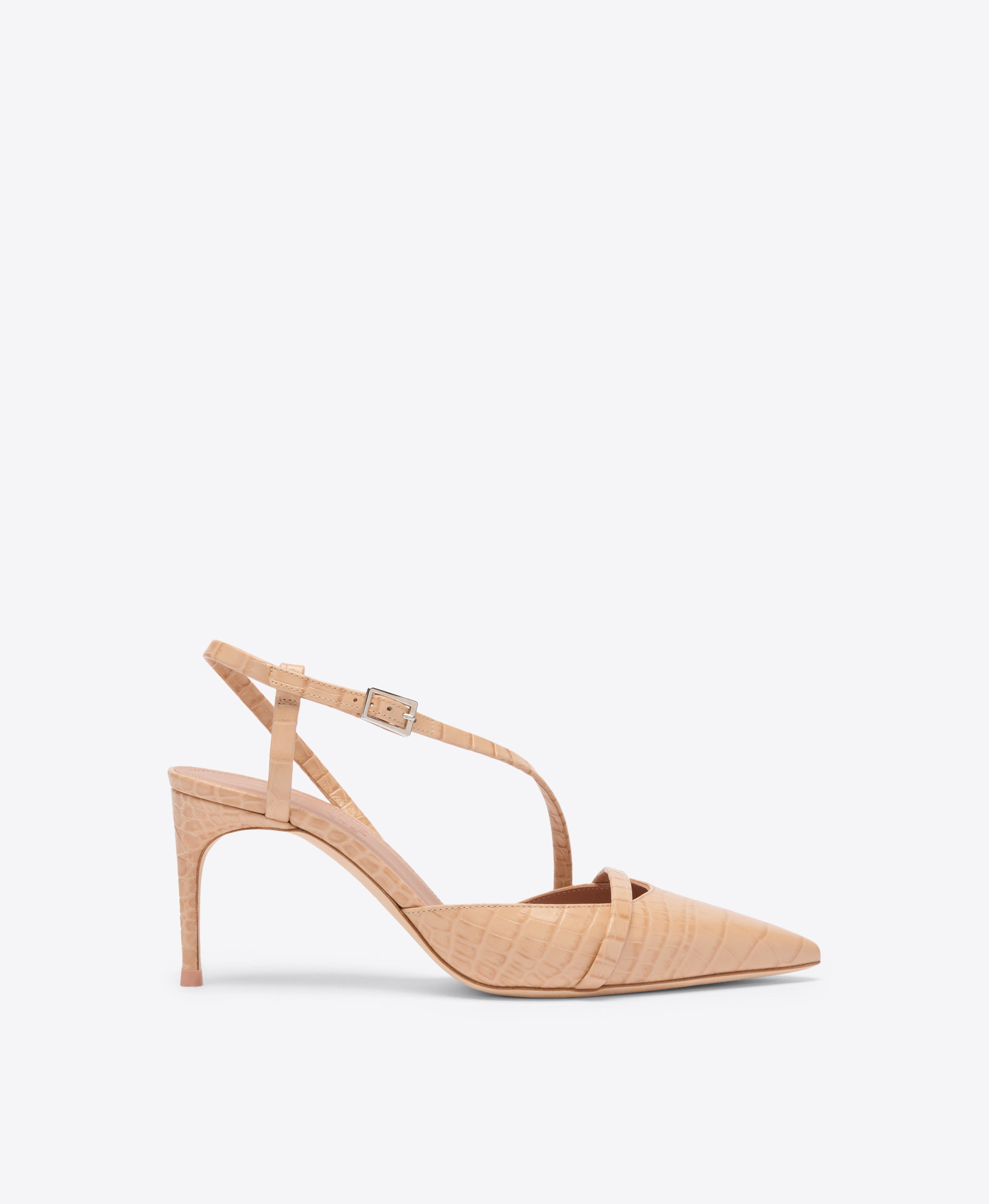 Valeria 70 Buff Embossed Leather Slingbacks