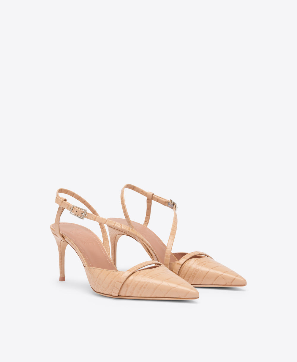 Valeria 70 Buff Embossed Slingbacks Malone Souliers