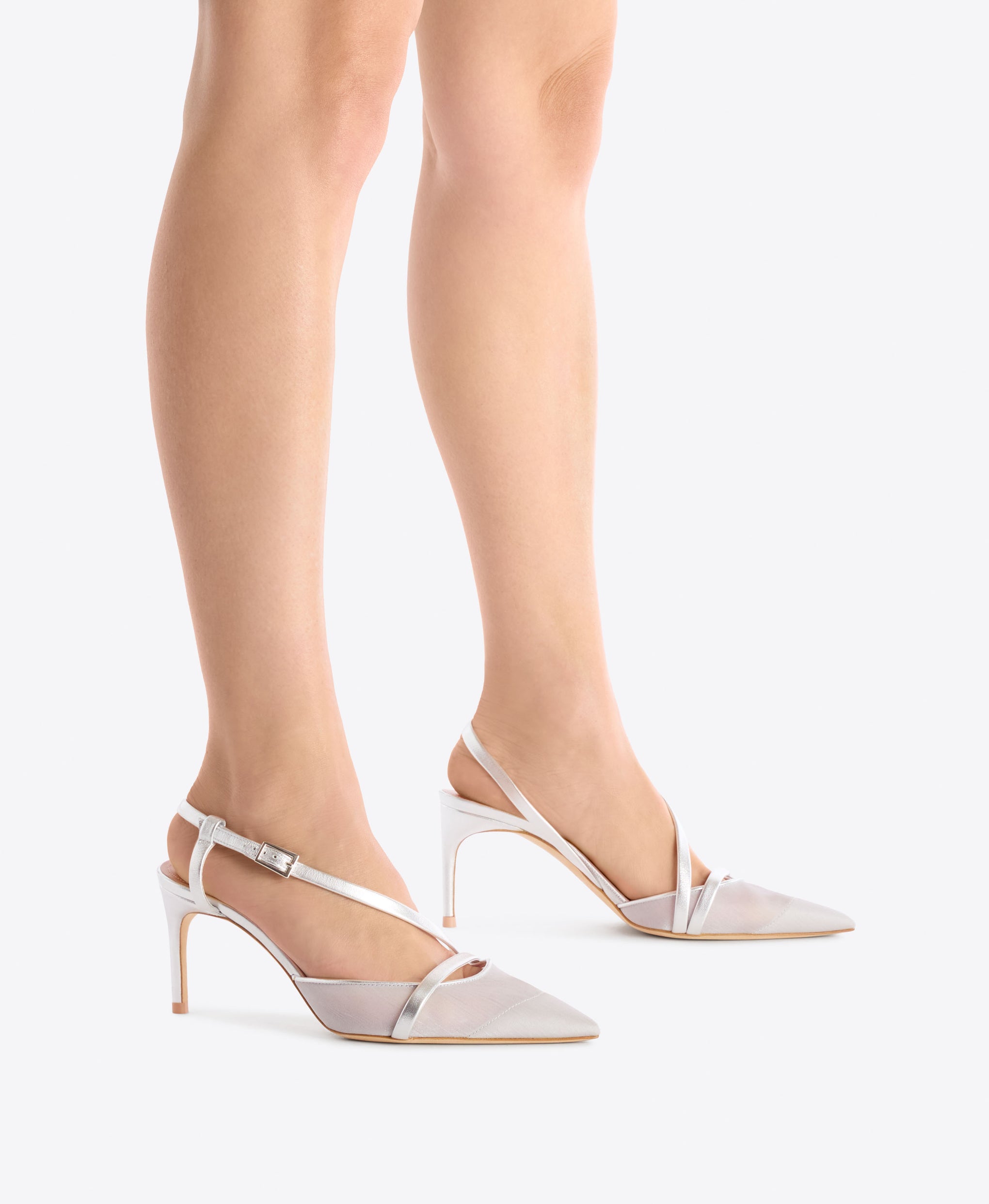 Valeria 70 Silver Shimmer Slingback Pumps Malone Souliers