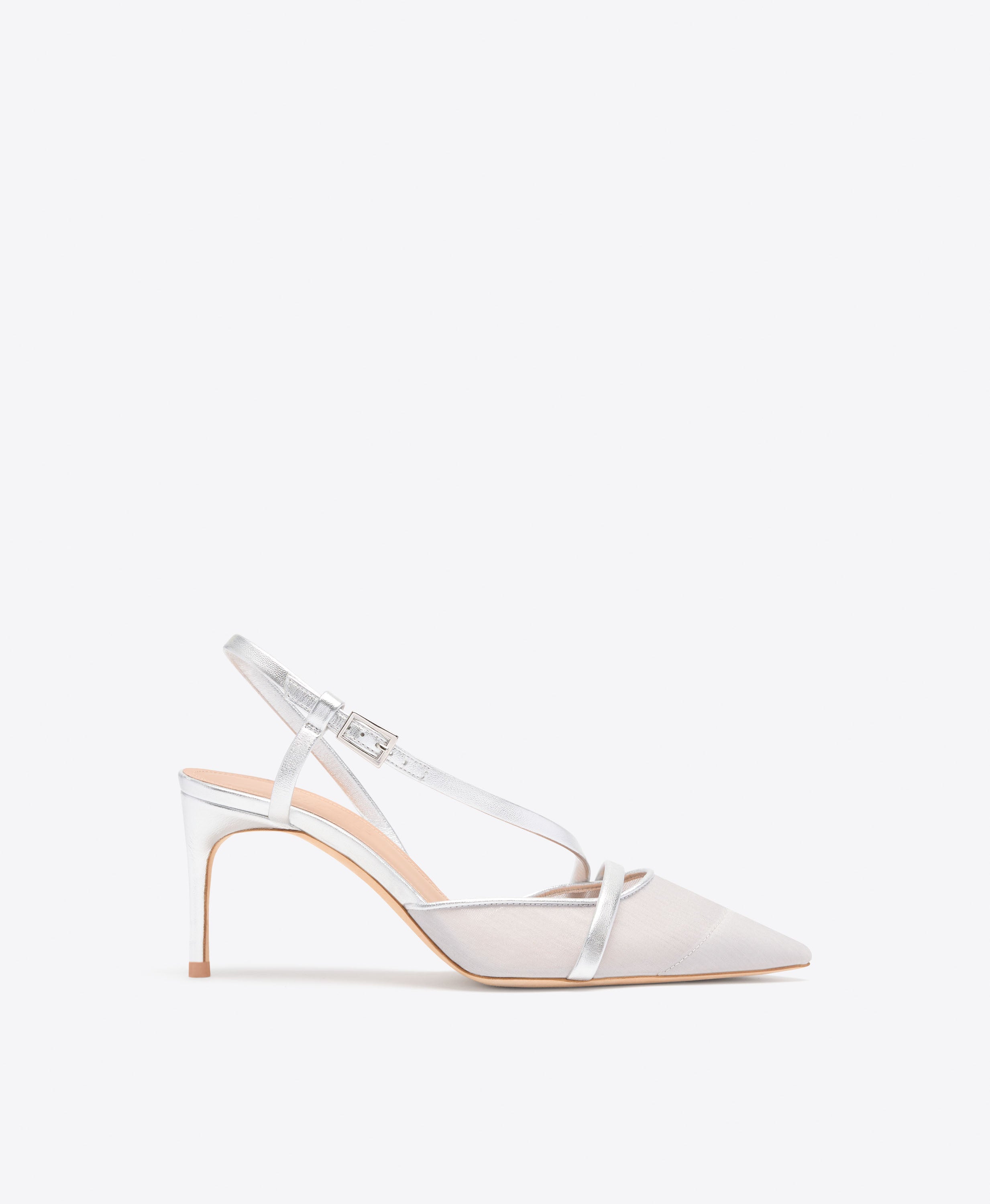 Valeria 70 Silver Shimmer Slingbacks | Malone Souliers