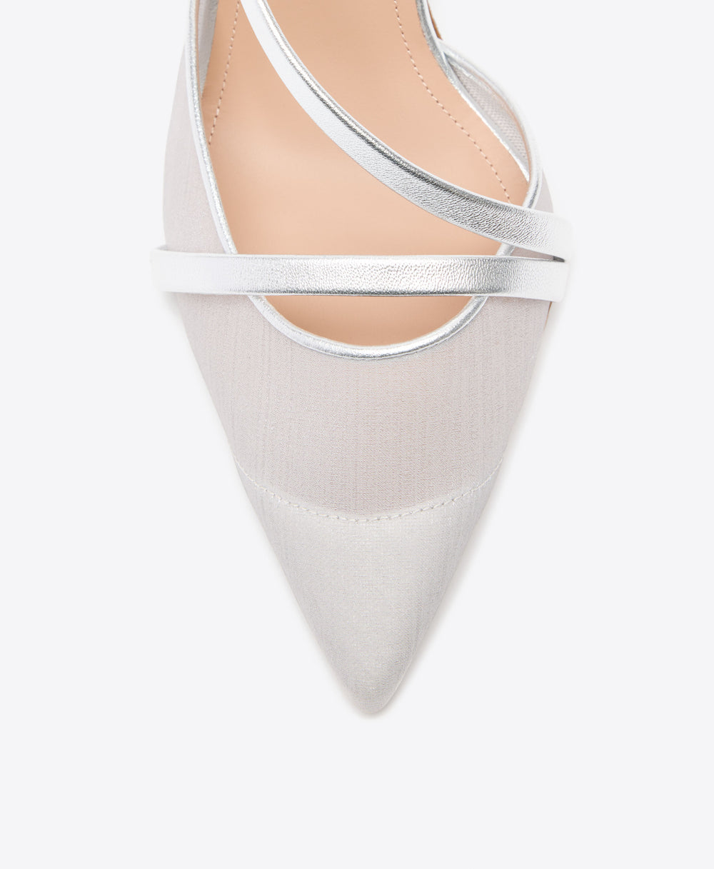 Valeria 70 Silver Shimmer Slingback Pumps Malone Souliers