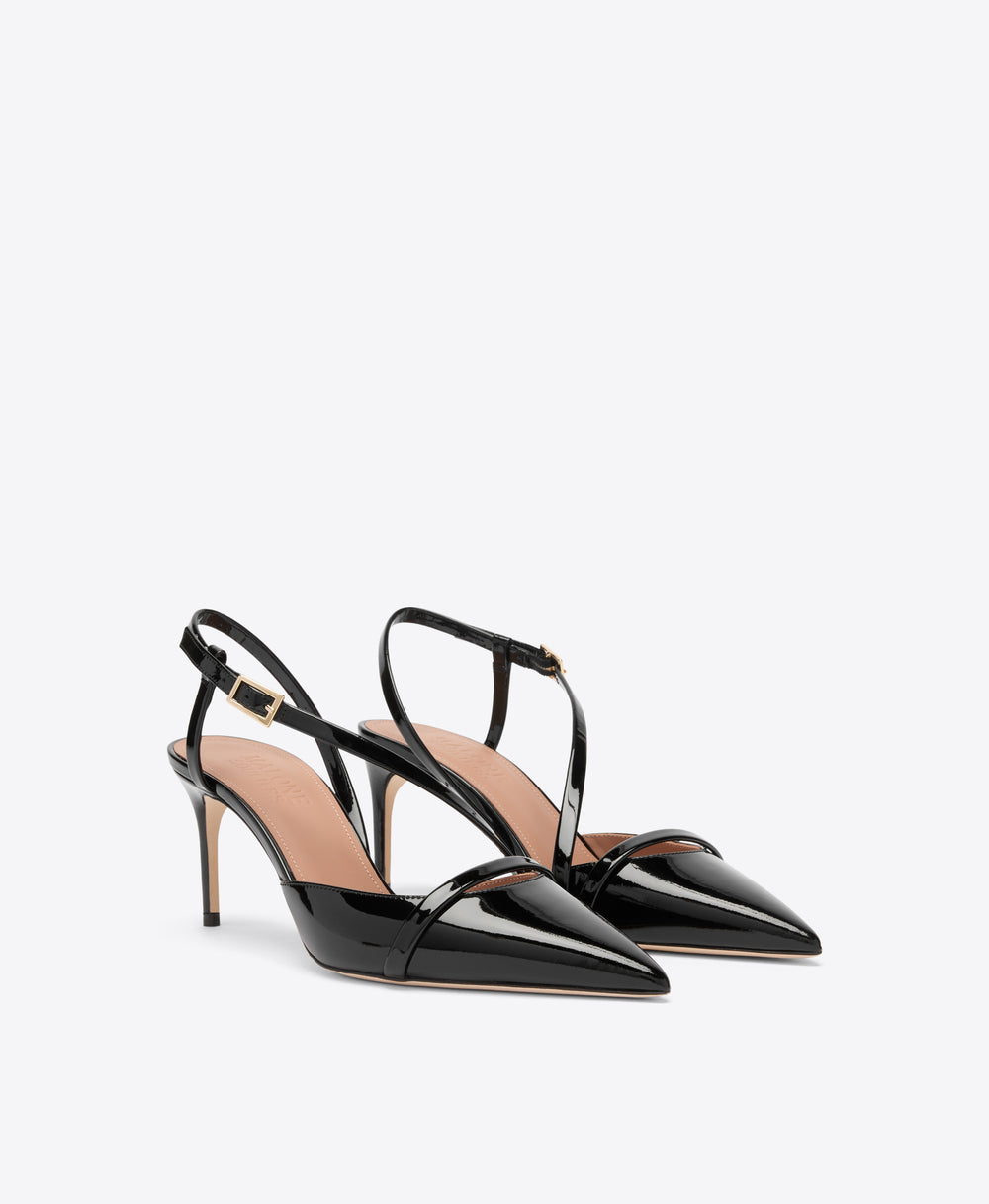 Valeria 70 Black Patent Slingbacks Malone Souliers