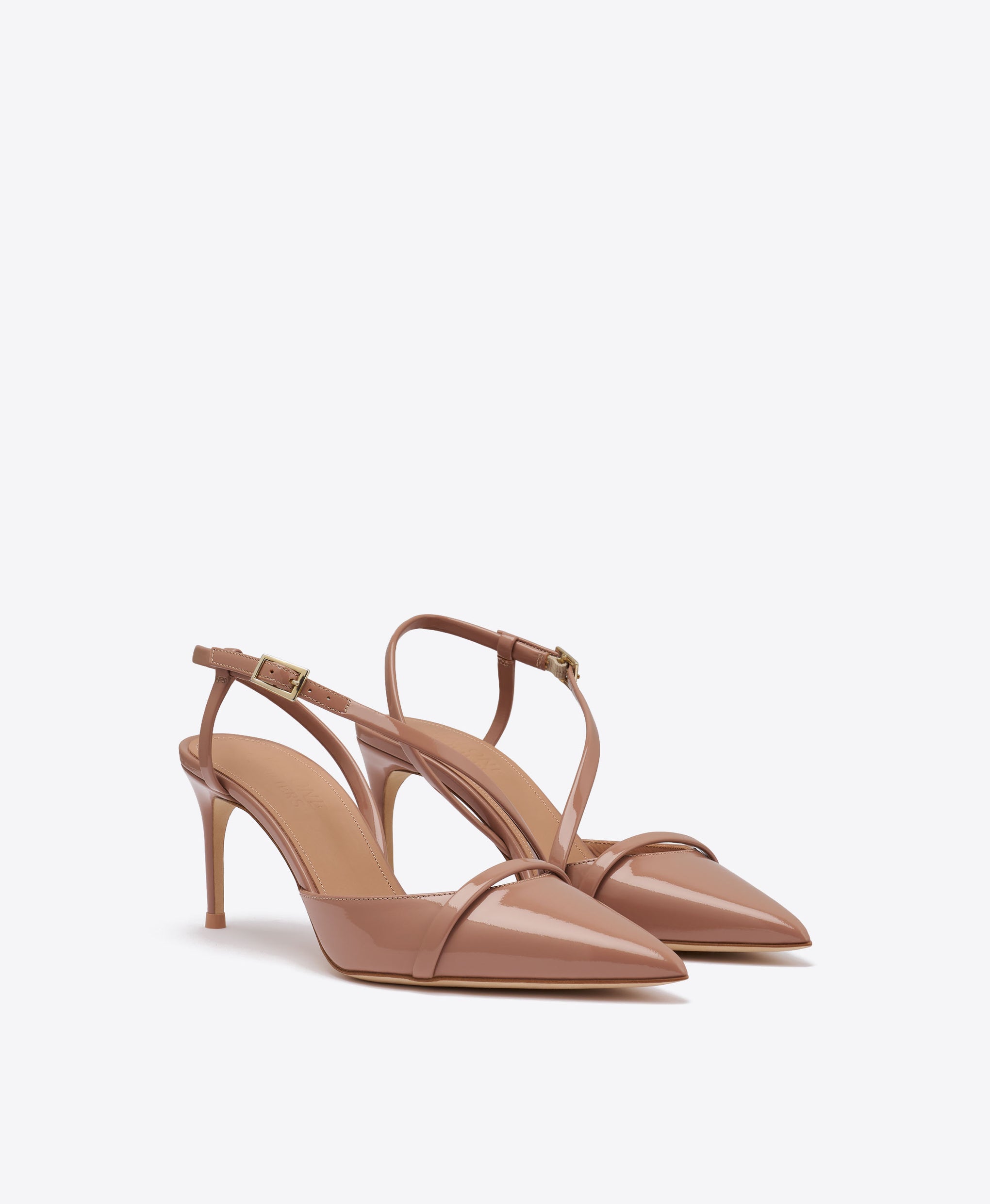 Valeria 70 Beige Patent Slingback Pumps Malone Souliers