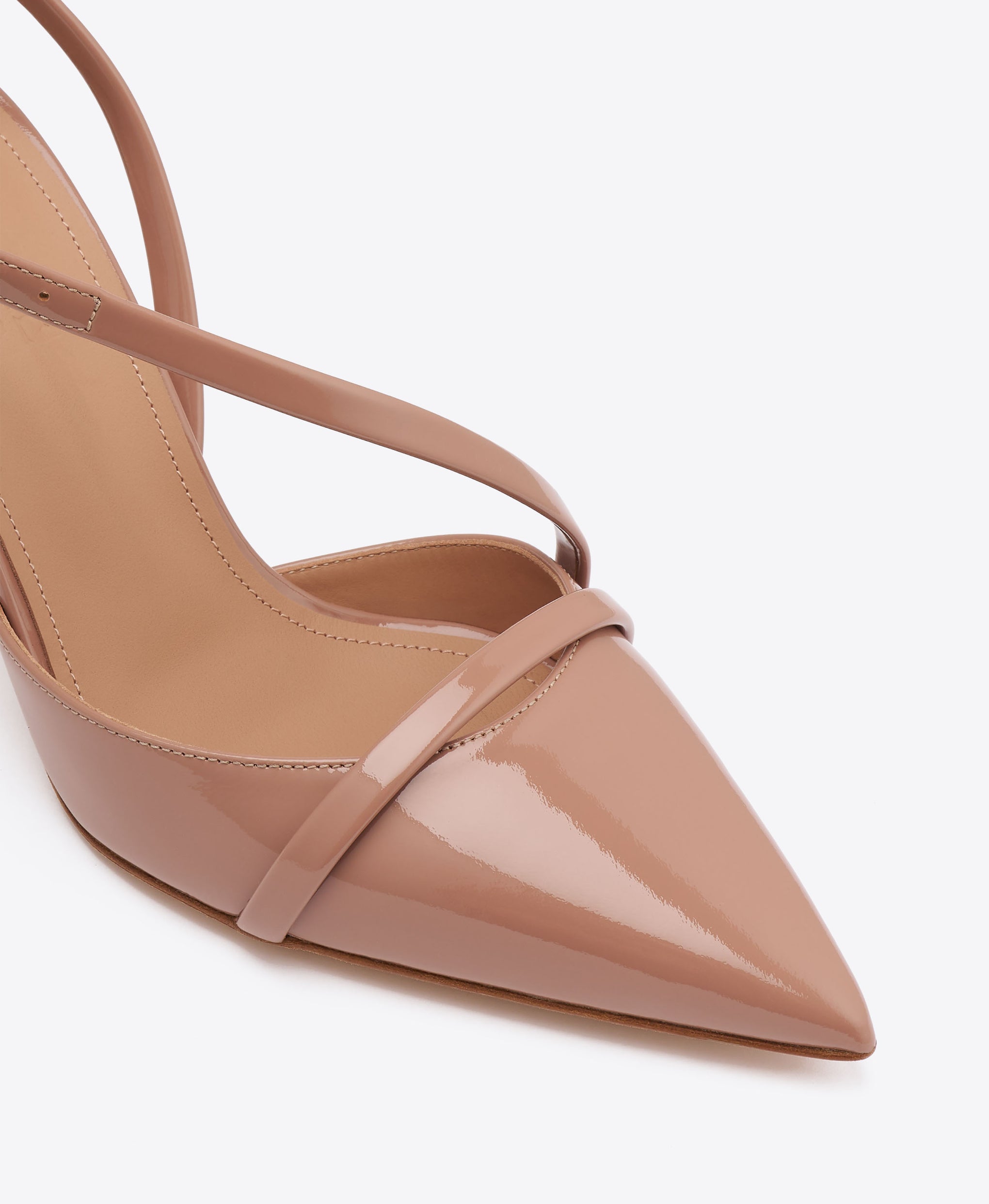 Valeria 70 Beige Patent Slingback Pumps Malone Souliers