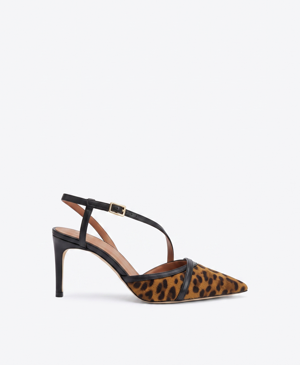 Valeria 70 Leopard-print Calf Hair Slingbacks