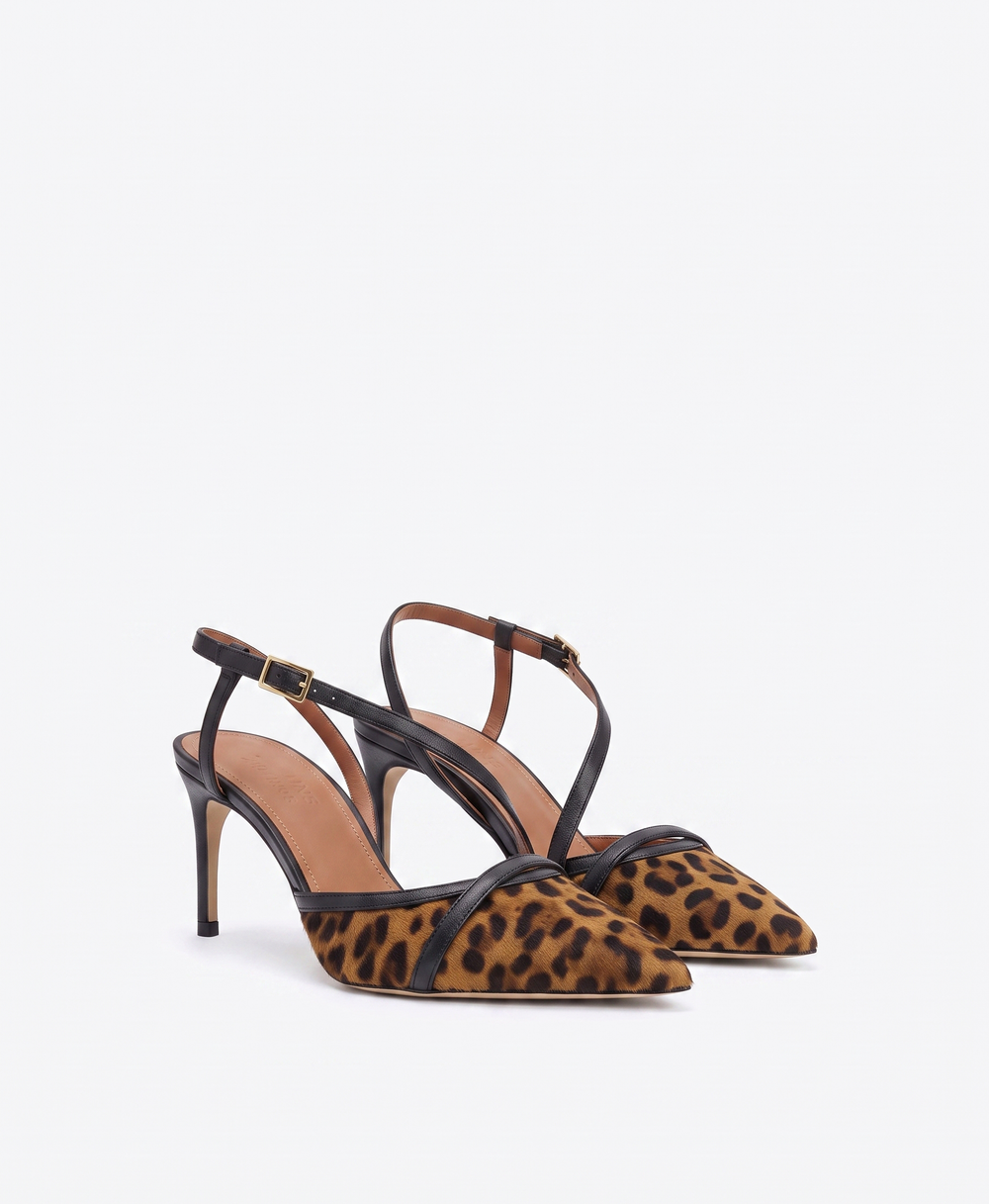 Valeria 70 Leopard-print Calf Hair Slingbacks