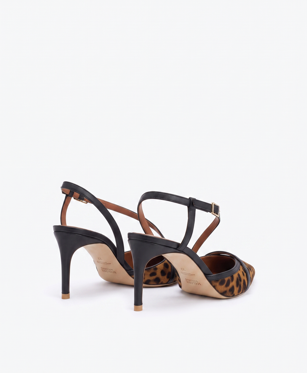 Valeria 70 Leopard-print Calf Hair Slingbacks