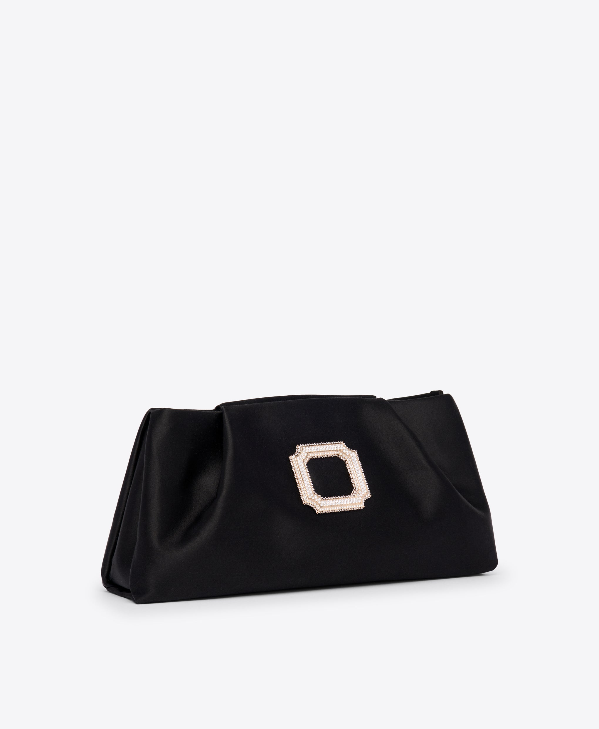  Vittoria Black Satin Clutch Bag Malone Souliers