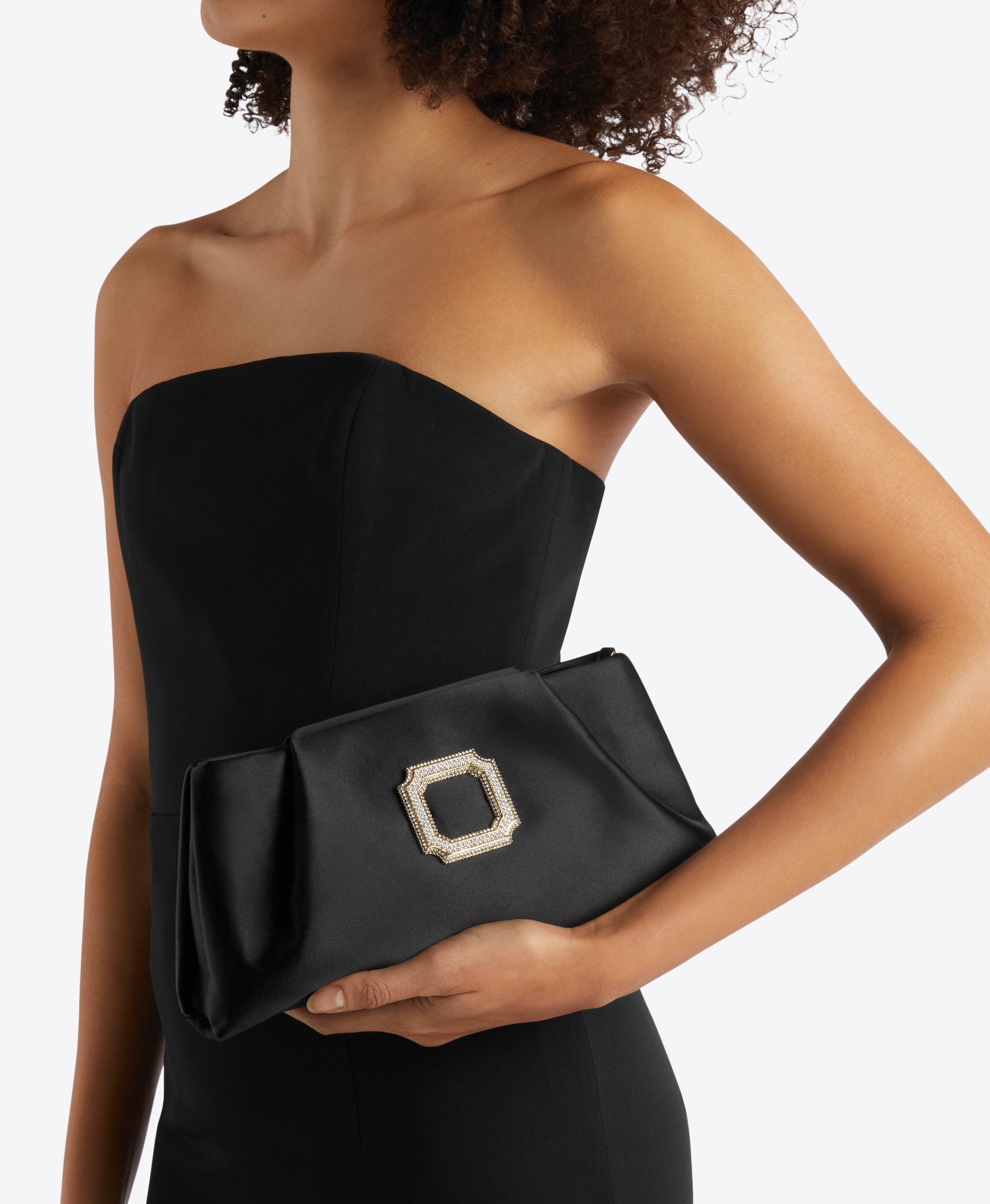  Vittoria Black Satin Clutch Bag Malone Souliers