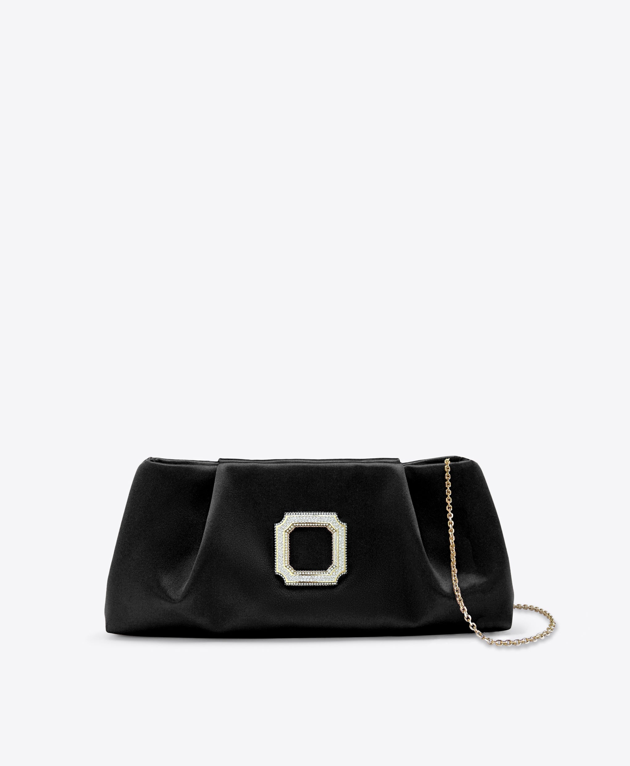  Vittoria Black Satin Clutch Bag Malone Souliers
