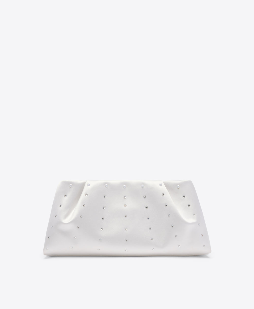 Vittoria White Satin Clutch Bag Malone Souliers