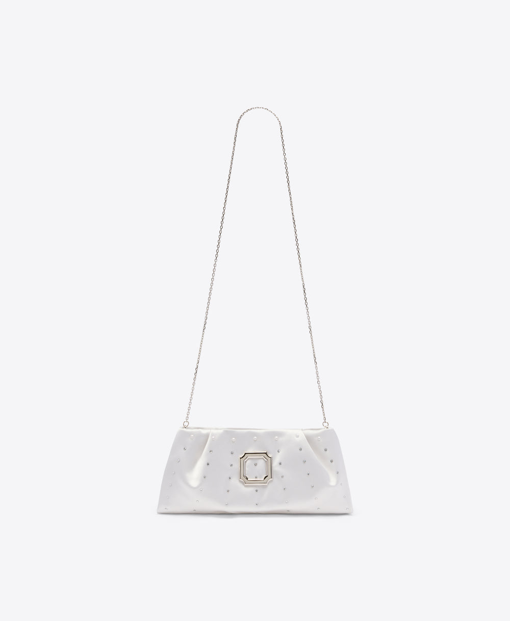 Vittoria White Satin Clutch Bag Malone Souliers